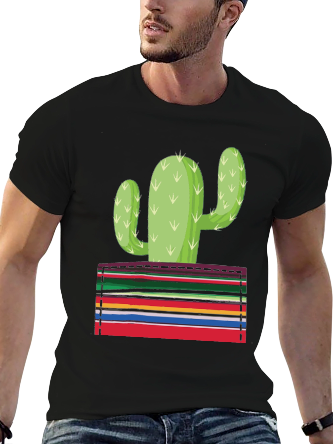 Cactus Pocket Graphic Tee - Stylish Mens T-Shirt