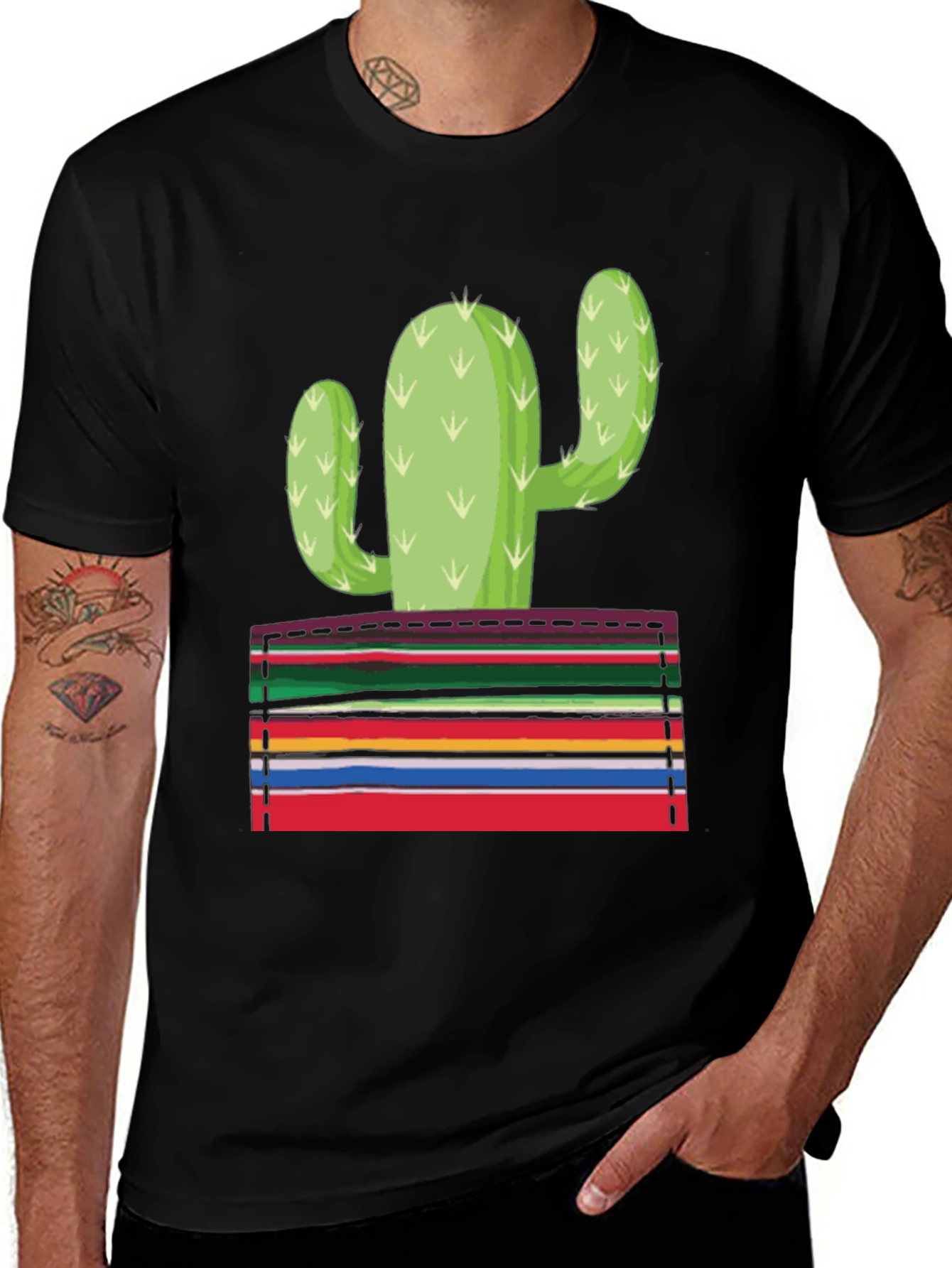 Cactus Pocket Graphic Tee - Stylish Mens T-Shirt