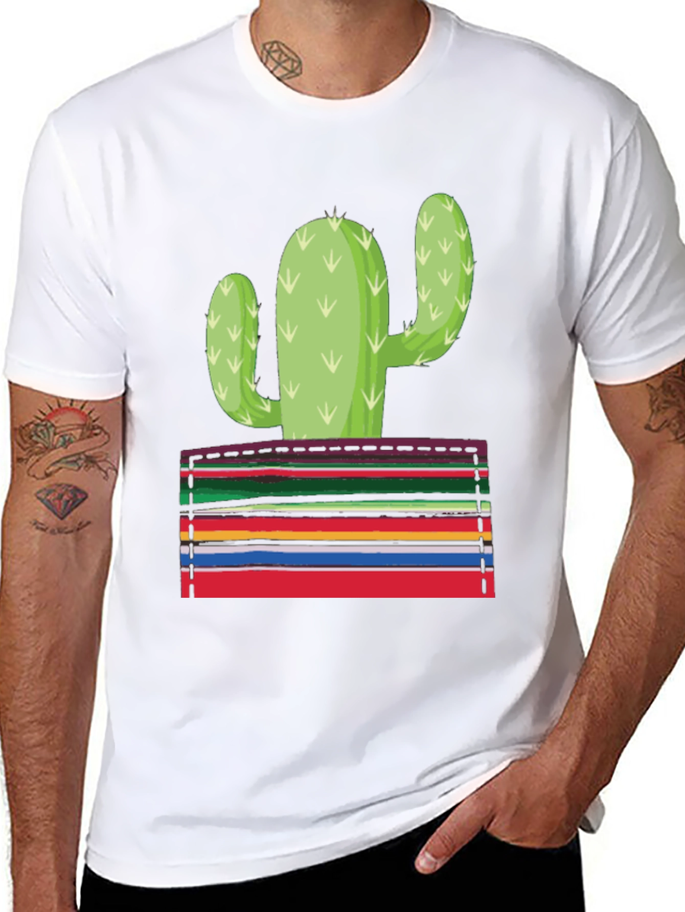 Cactus Pocket Graphic Tee - Stylish Mens T-Shirt