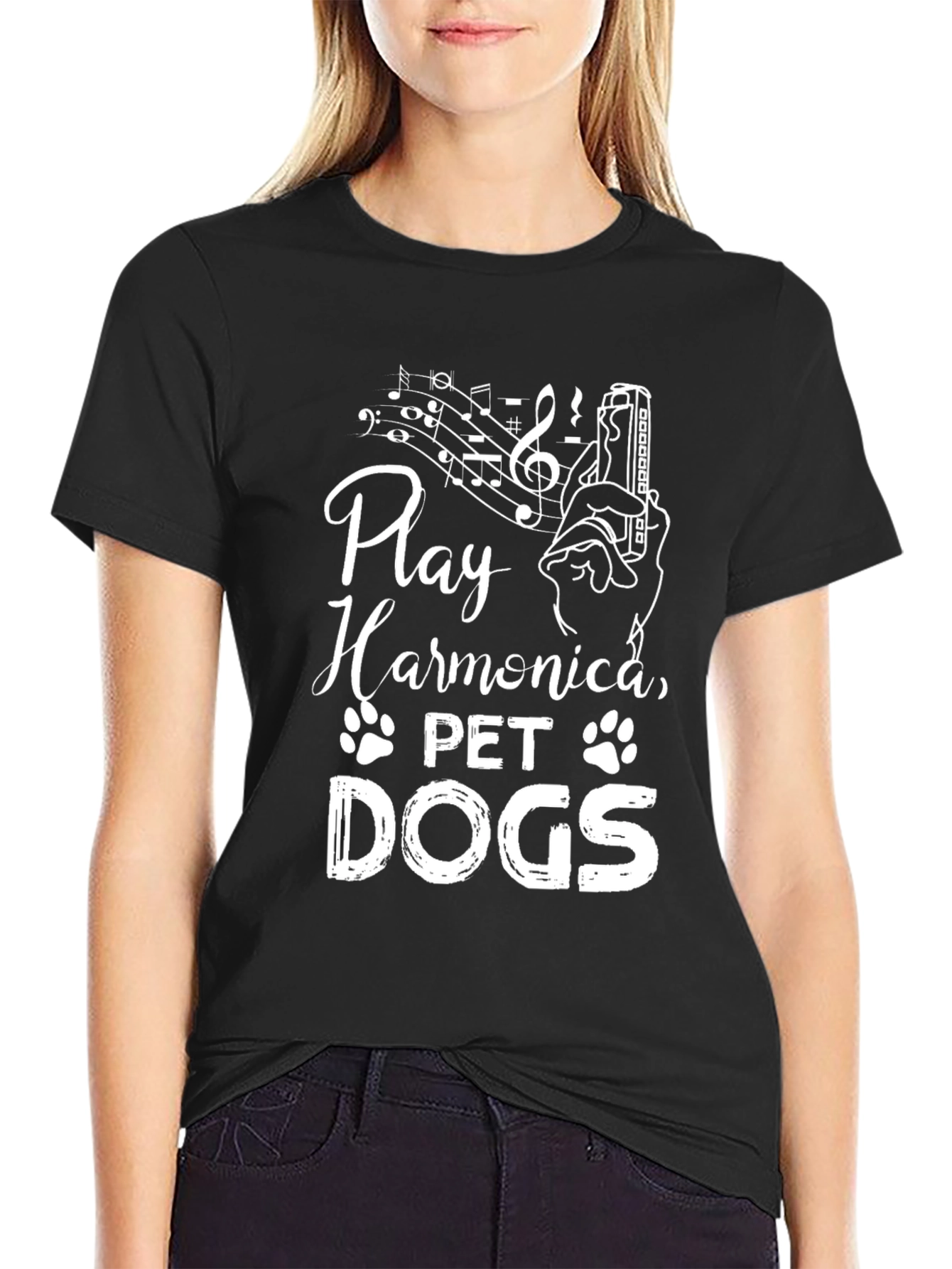 Play Harmonica Pet Dogs Graphic Tee