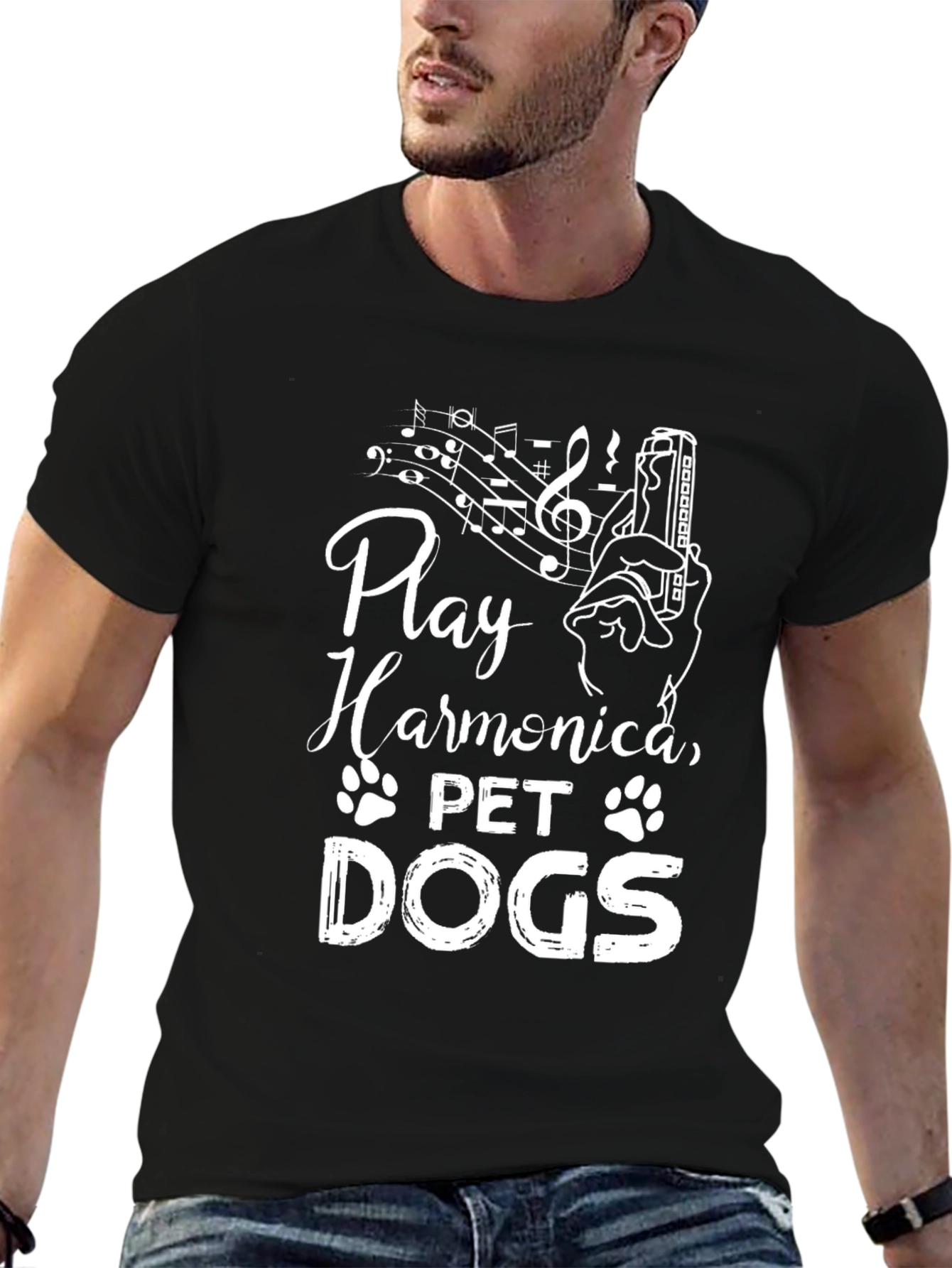 Play Harmonica Pet Dogs Graphic Tee