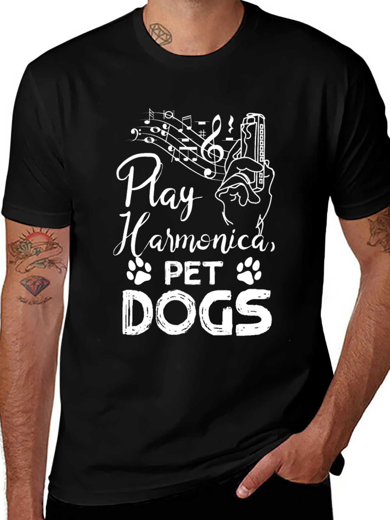 Play Harmonica Pet Dogs Graphic Tee
