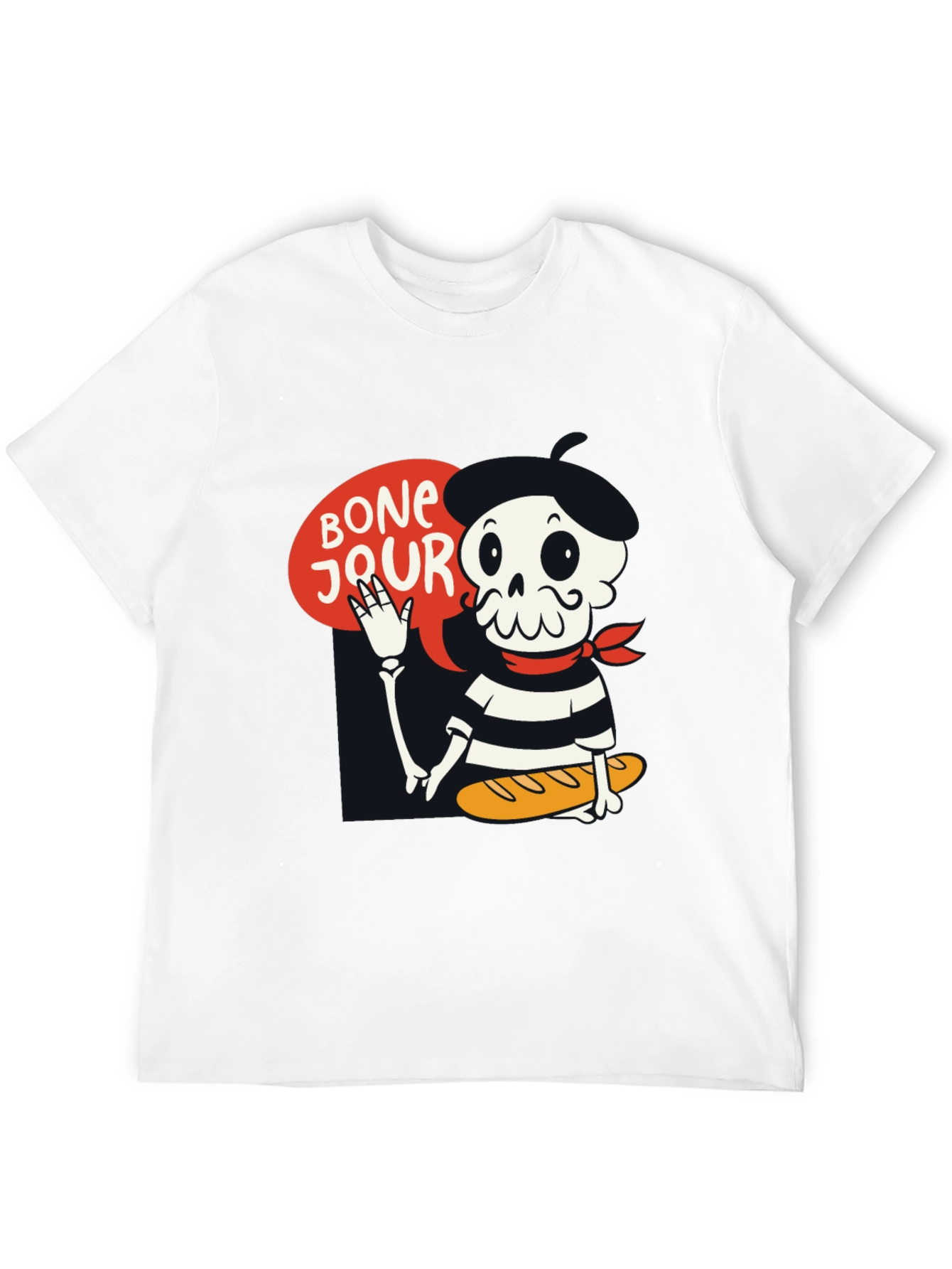 Bonjour Skeleton Graphic Tee - French Pun T-Shirt
