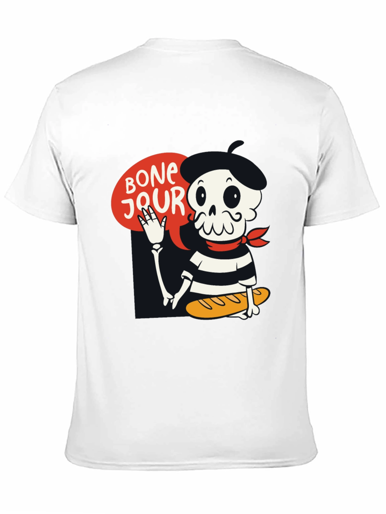Bonjour Skeleton Graphic Tee - French Pun T-Shirt