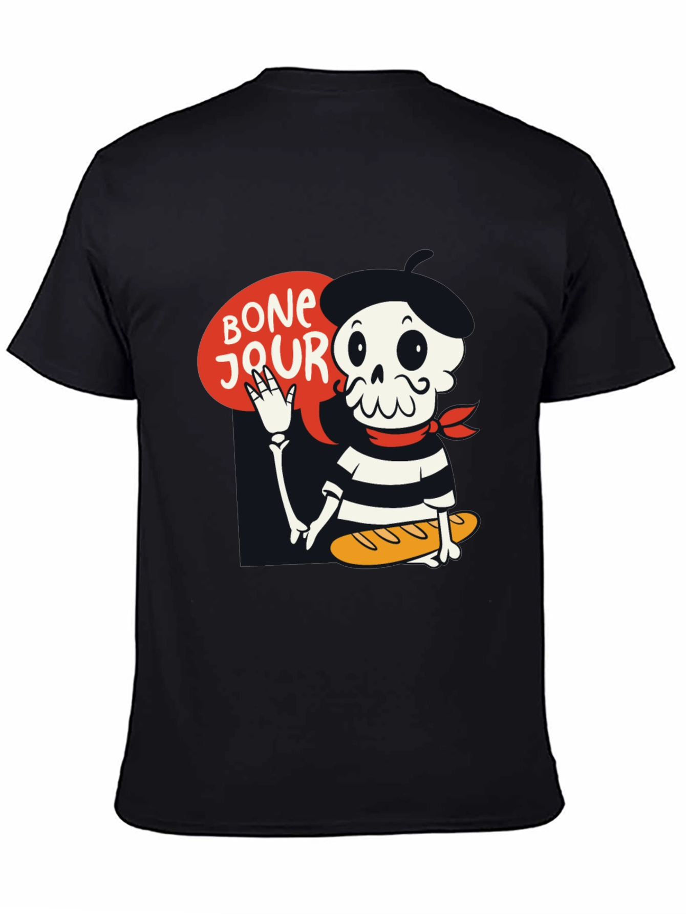 Bonjour Skeleton Graphic Tee - French Pun T-Shirt