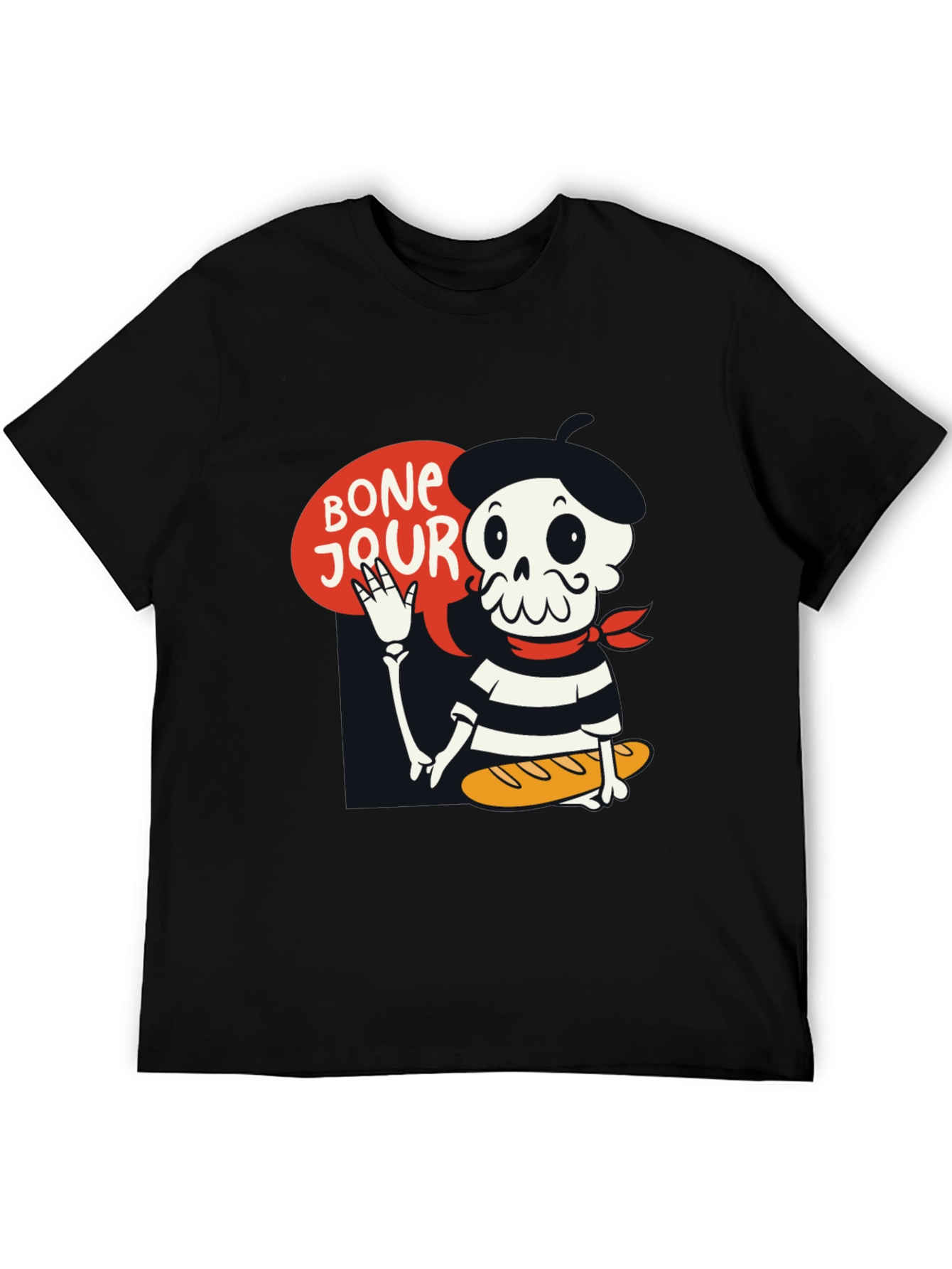 Bonjour Skeleton Graphic Tee - French Pun T-Shirt
