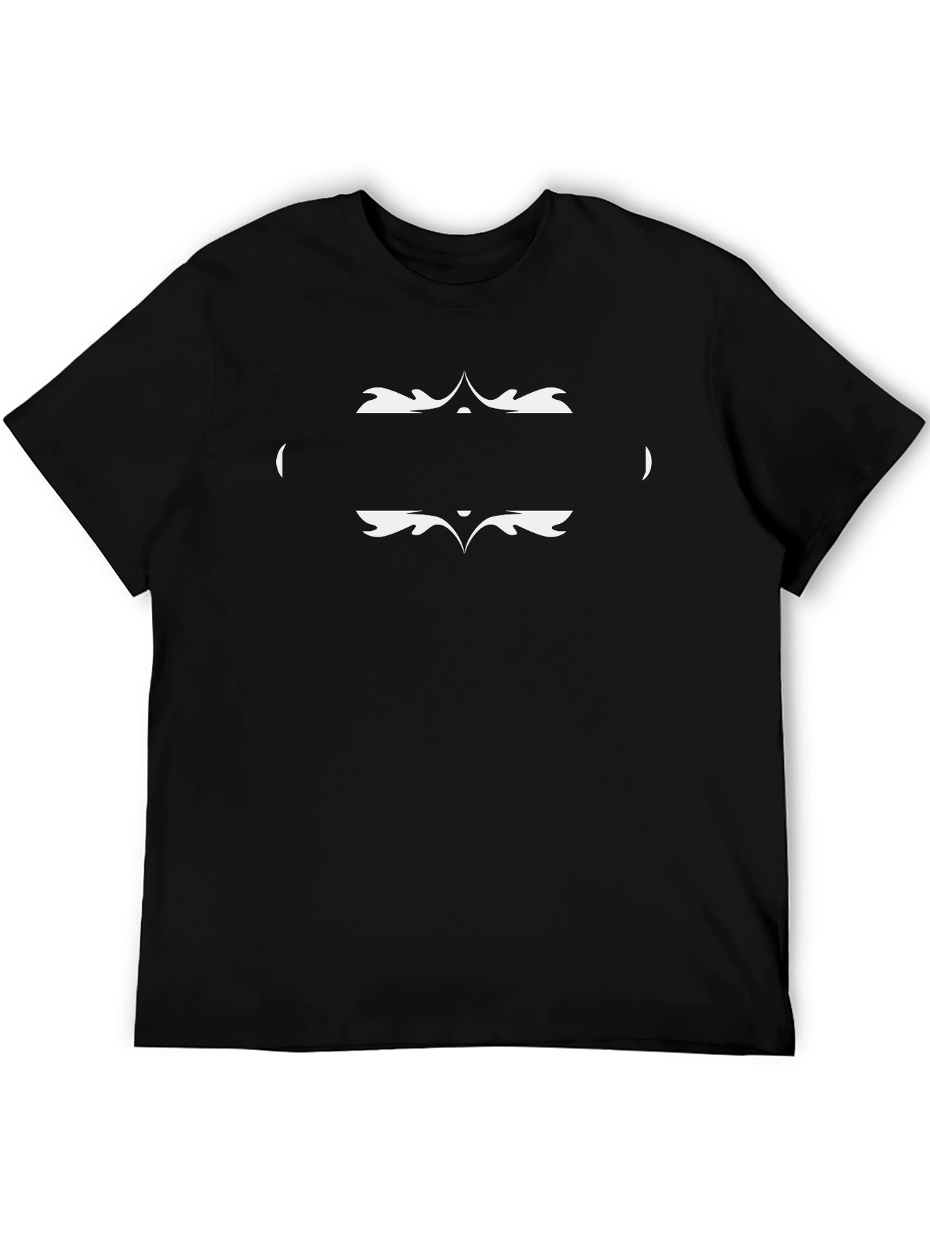 Black Graphic Tee - Abstract Leaf Design Casual Top