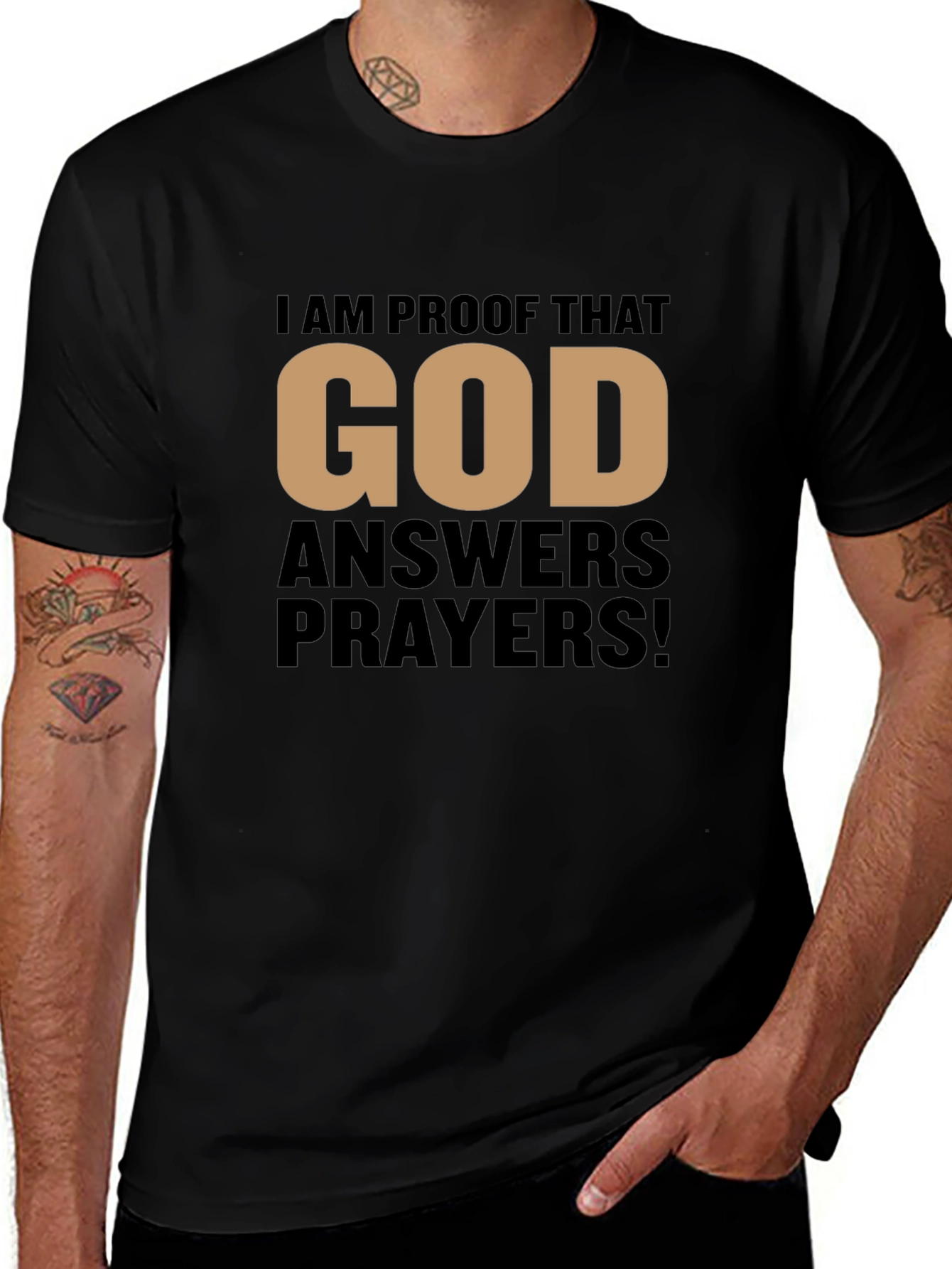 Proof That God Answers Prayers Black T-Shirt