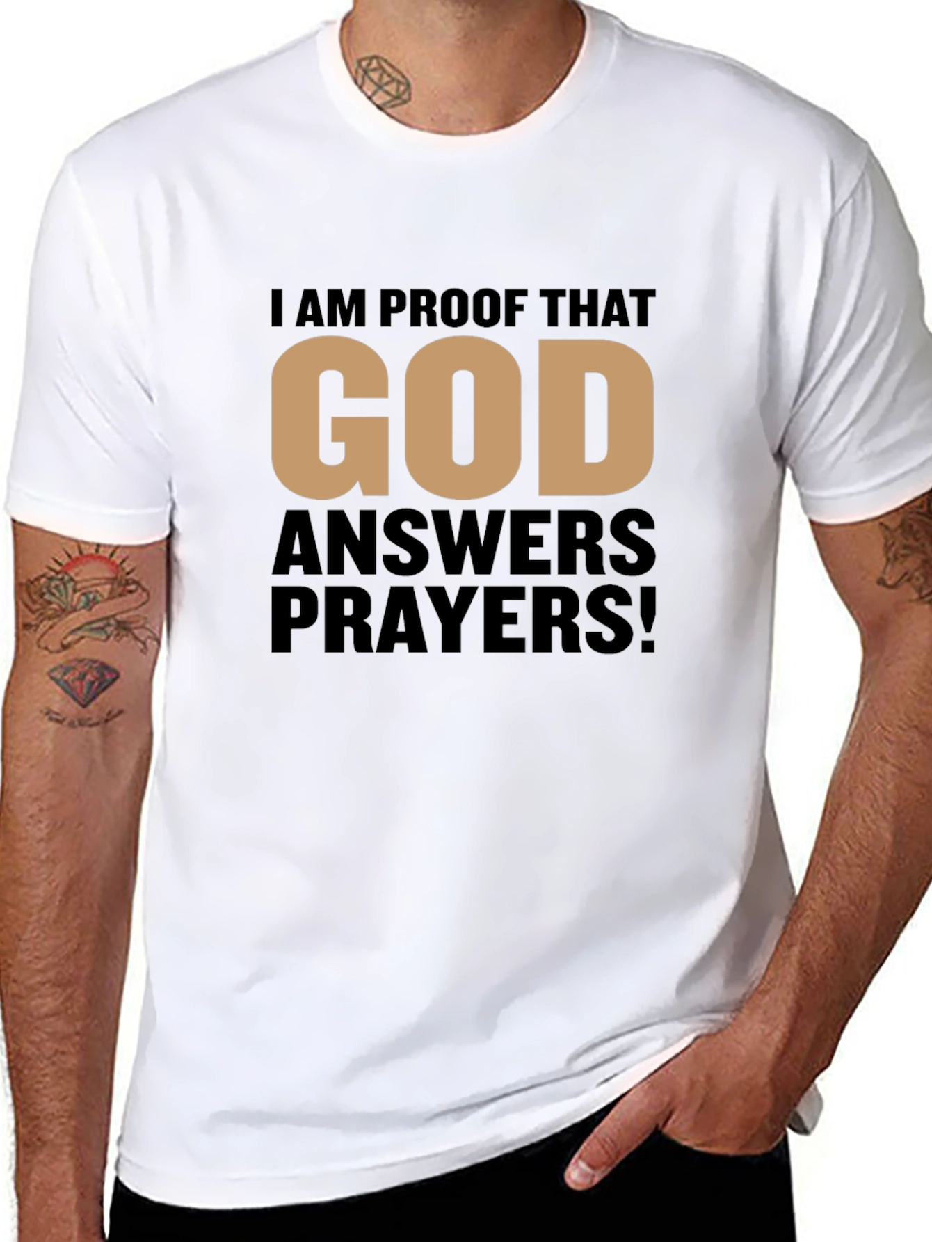 Proof That God Answers Prayers Black T-Shirt