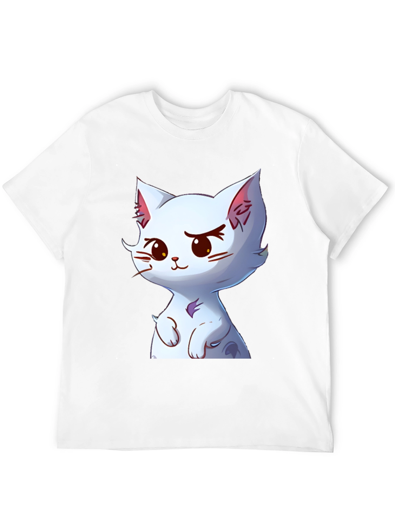 Cute Cartoon Cat Graphic Tee - Black