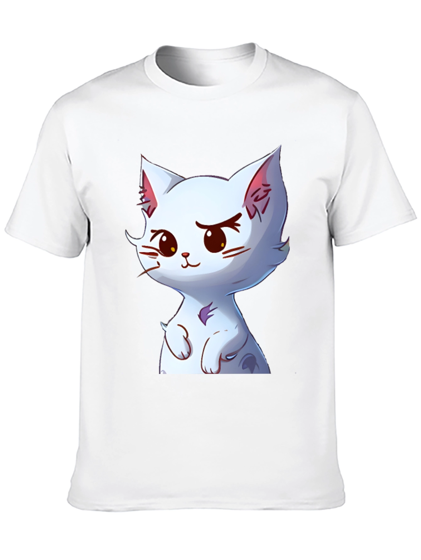 Cute Cartoon Cat Graphic Tee - Black