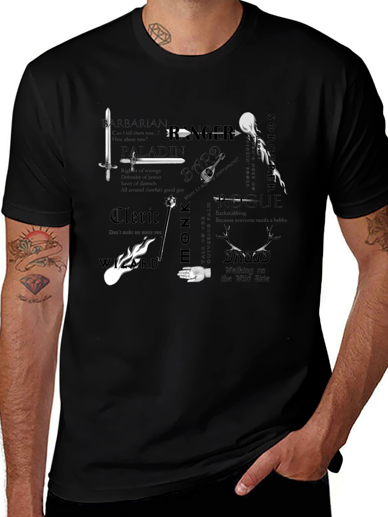 D&D Class T-Shirt: Barbarian Paladin Rogue & More