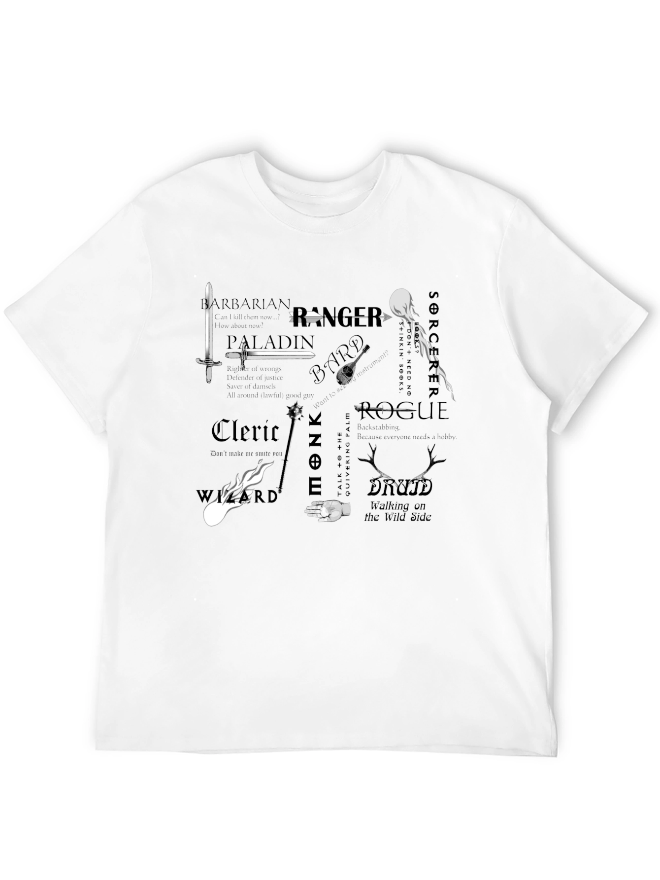 D&D Class T-Shirt: Barbarian Paladin Rogue & More