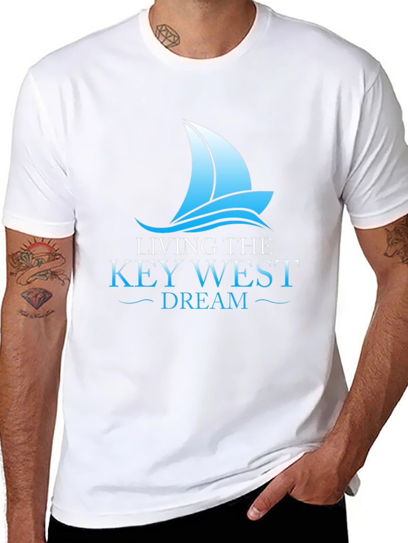 Living the Key West Dream T-Shirt - Sailboat Graphic