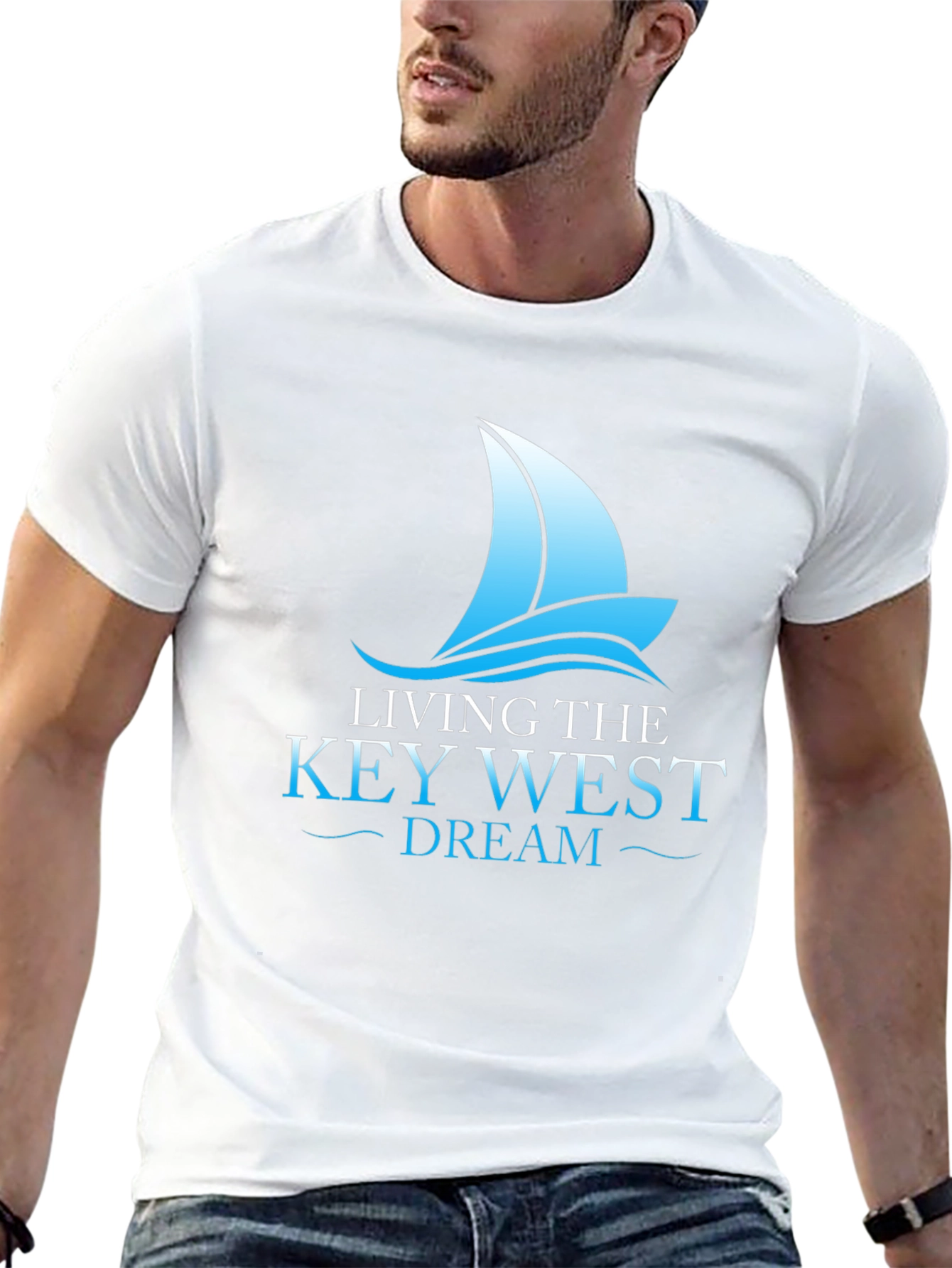 Living the Key West Dream T-Shirt - Sailboat Graphic