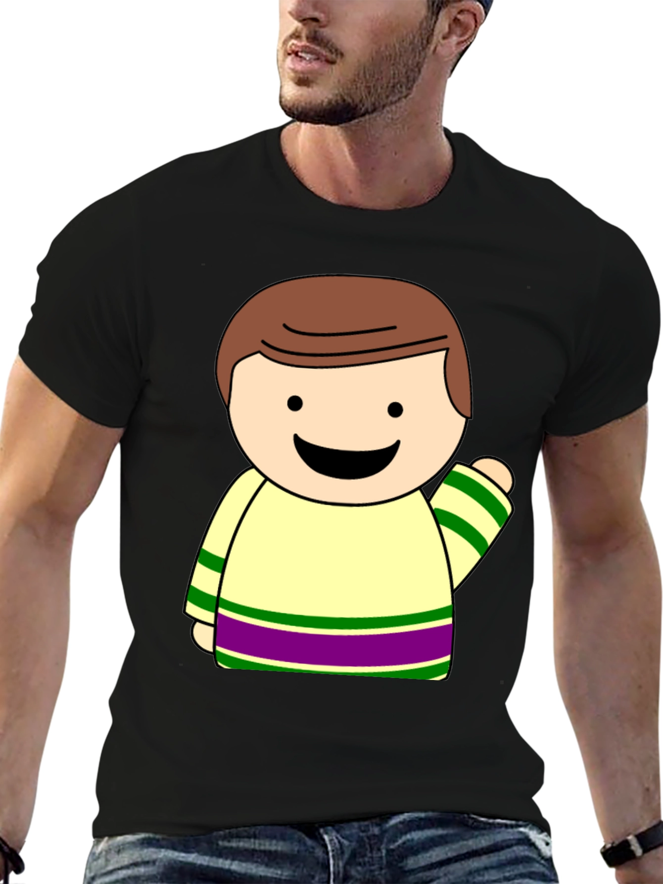 Cartoon Character Graphic Black T-Shirt
