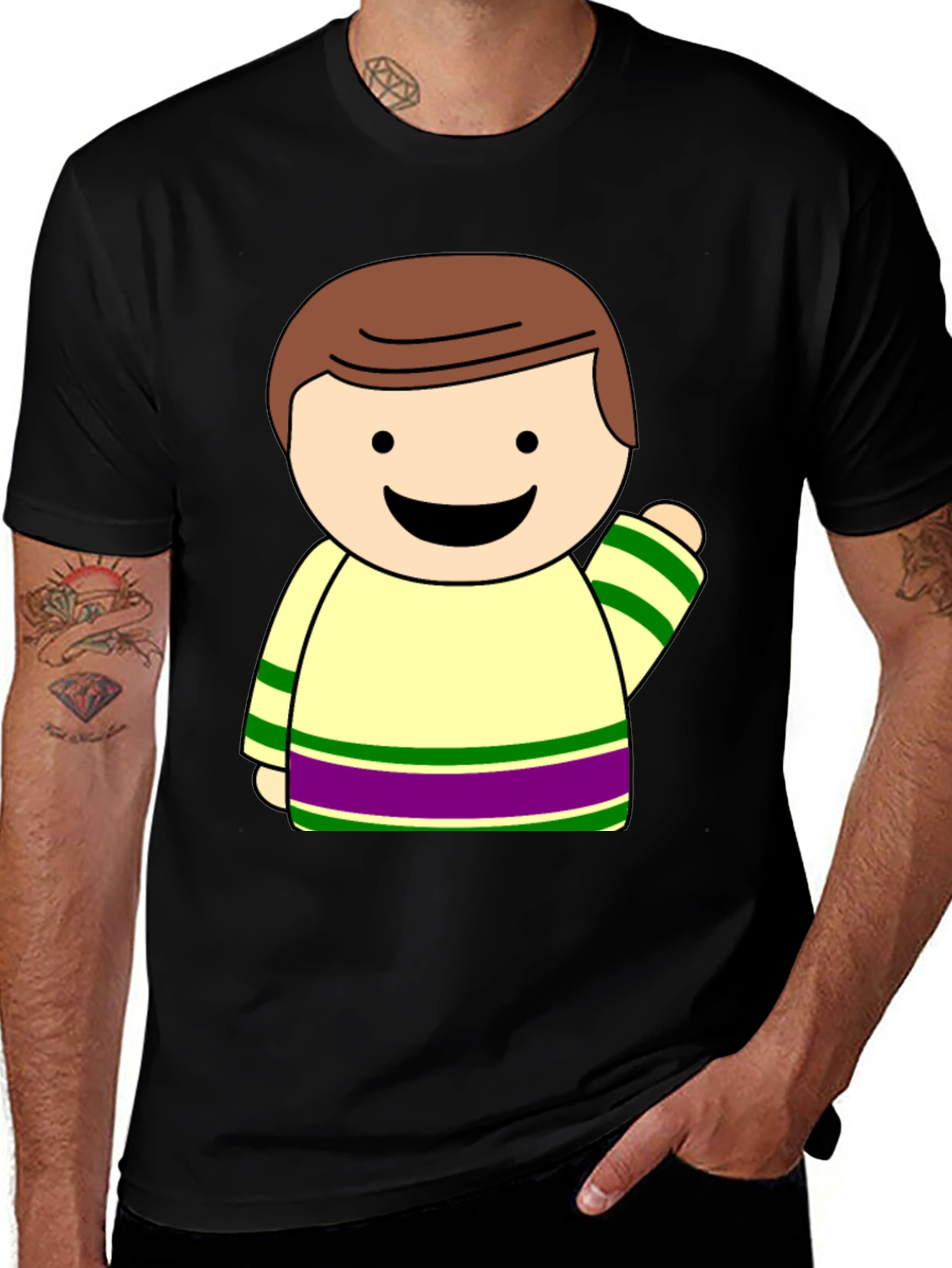 Cartoon Character Graphic Black T-Shirt