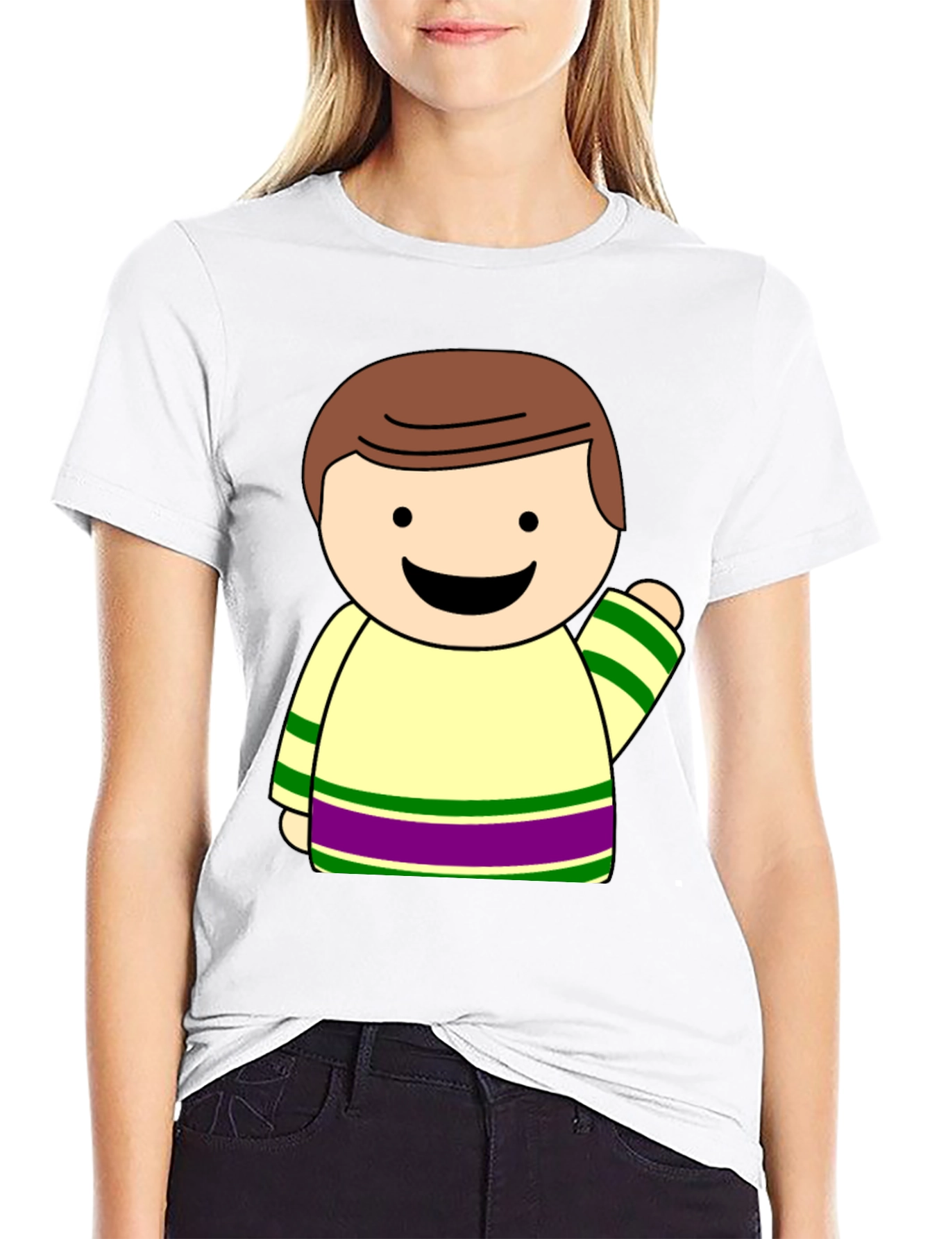 Cartoon Character Graphic Black T-Shirt