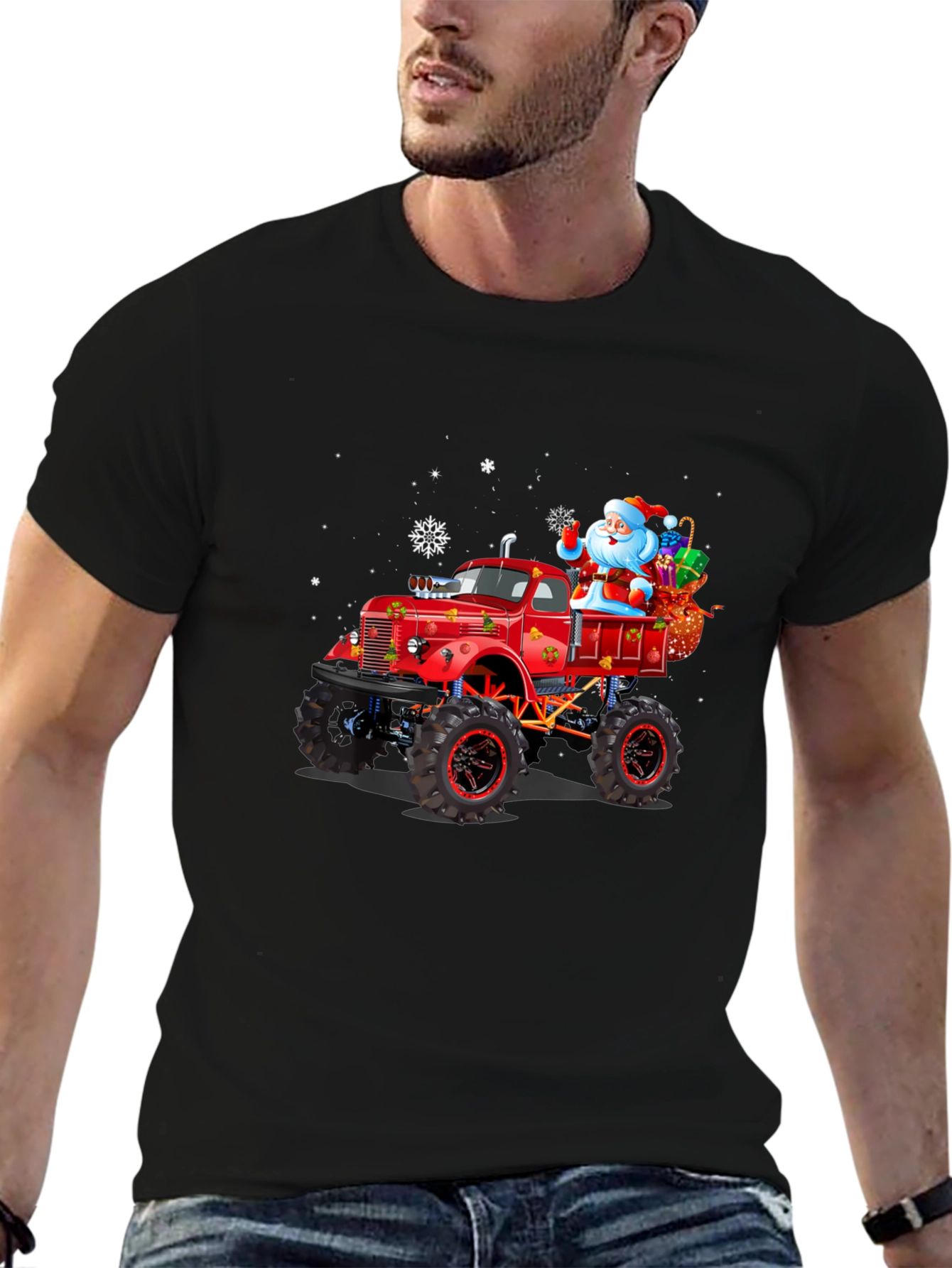 Christmas Monster Truck Santa T-Shirt
