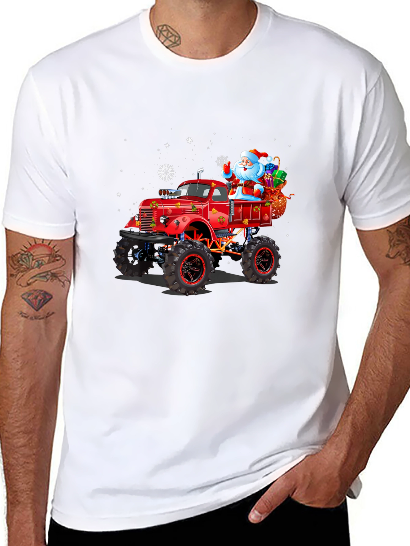 Christmas Monster Truck Santa T-Shirt