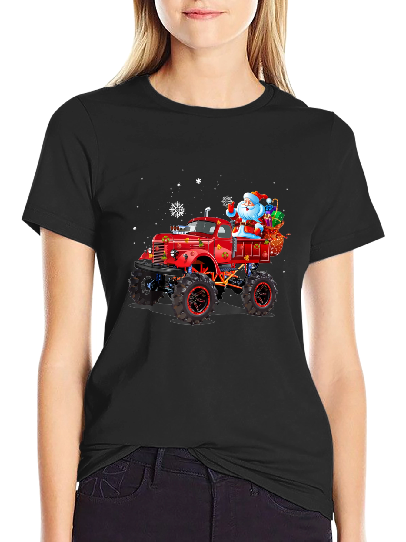 Christmas Monster Truck Santa T-Shirt