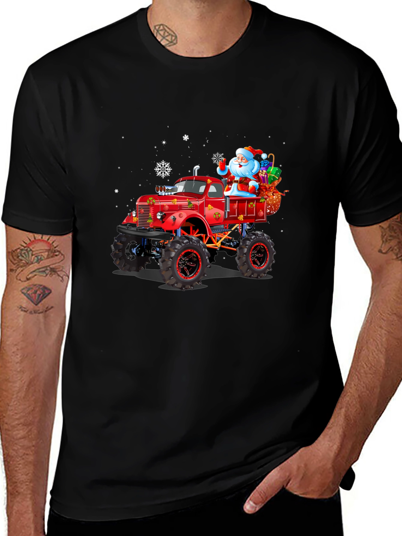 Christmas Monster Truck Santa T-Shirt
