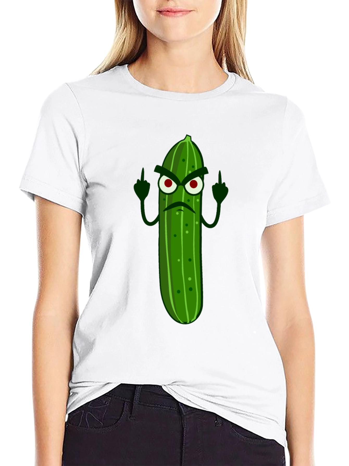 Angry Pickle Middle Finger Graphic Tee - Black