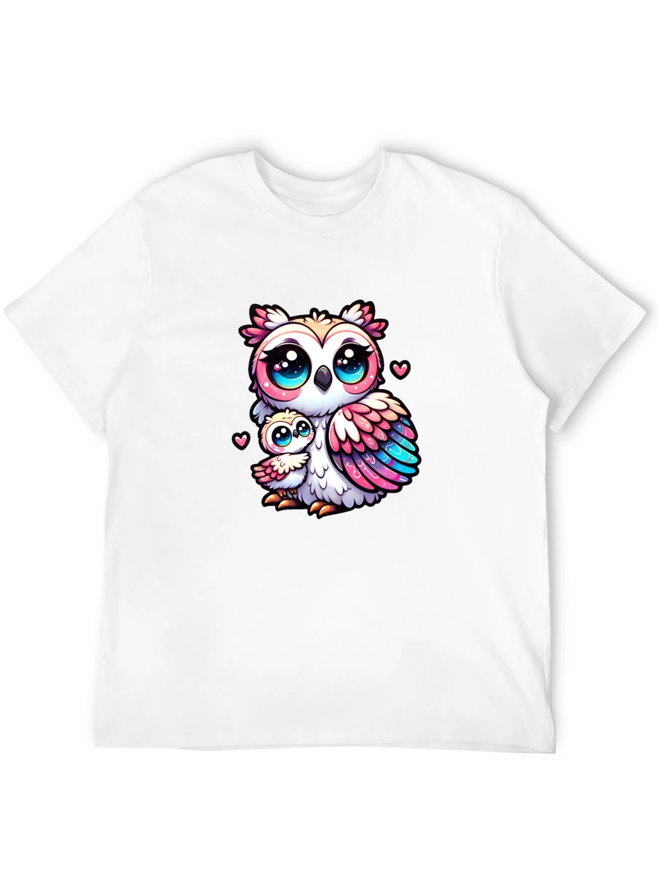 Cute Owl Family Graphic Tee - Black Cotton Shirt