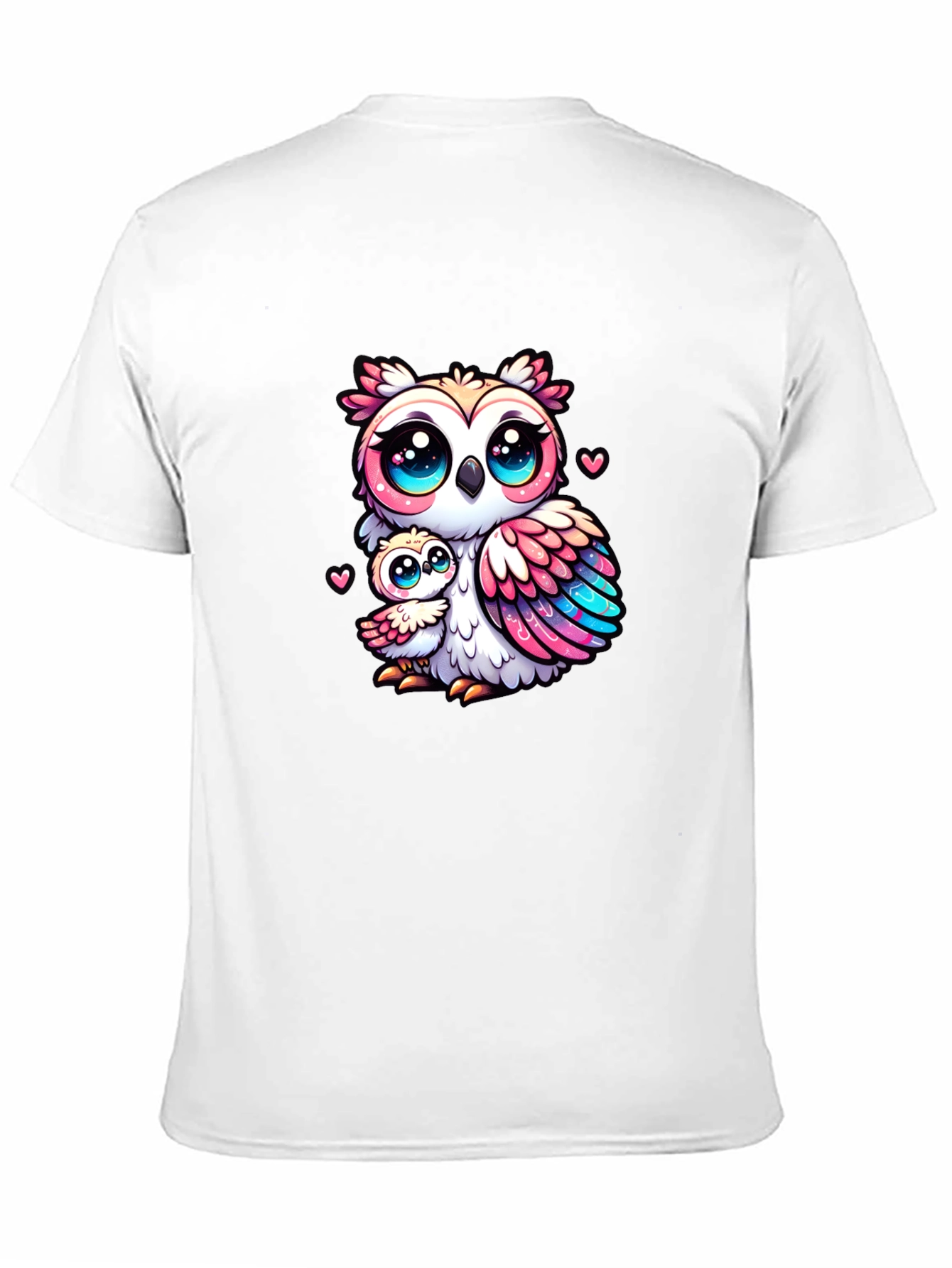 Cute Owl Family Graphic Tee - Black Cotton Shirt