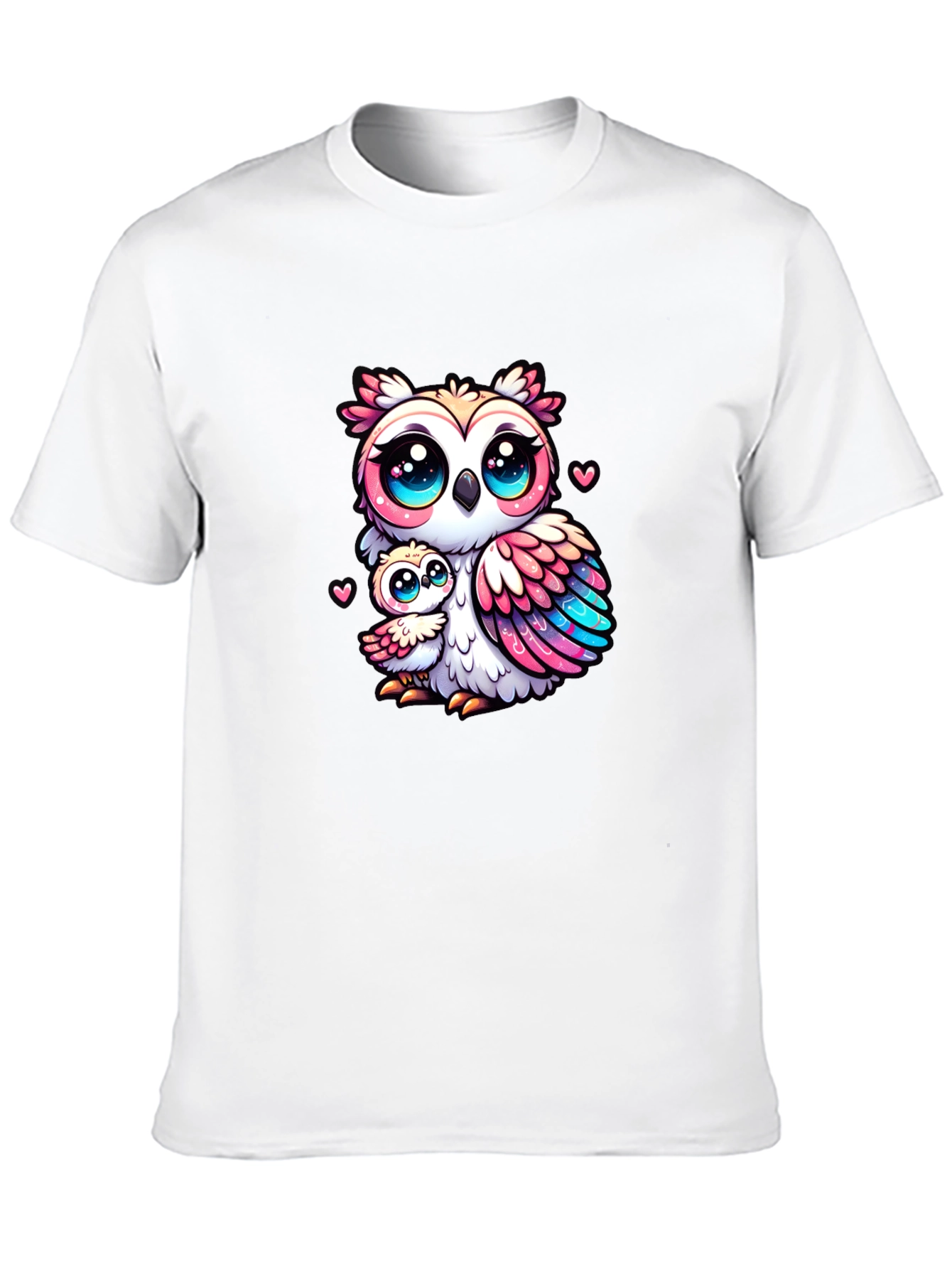 Cute Owl Family Graphic Tee - Black Cotton Shirt
