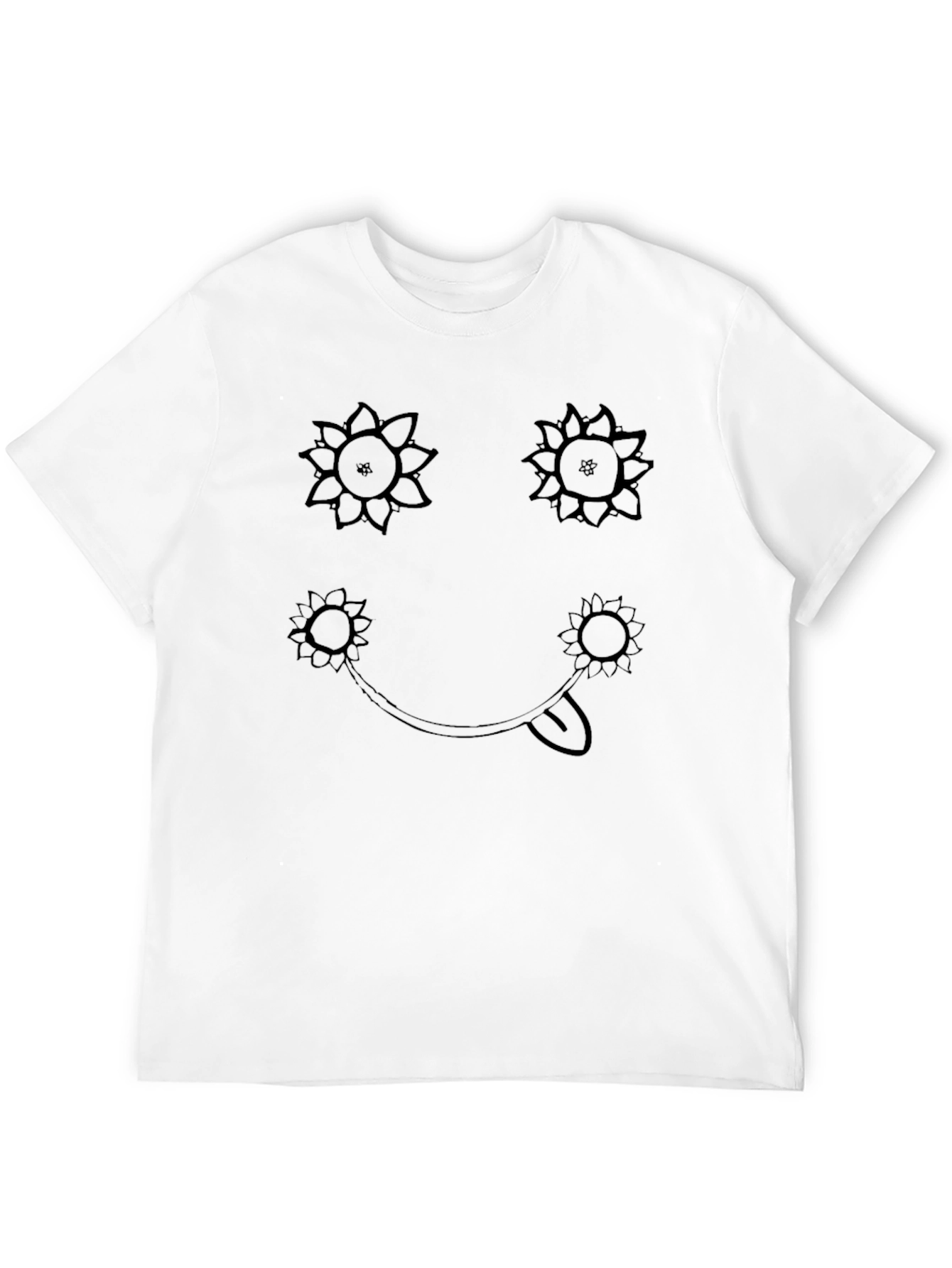 Sunflower Smiley Face Graphic Tee - Black