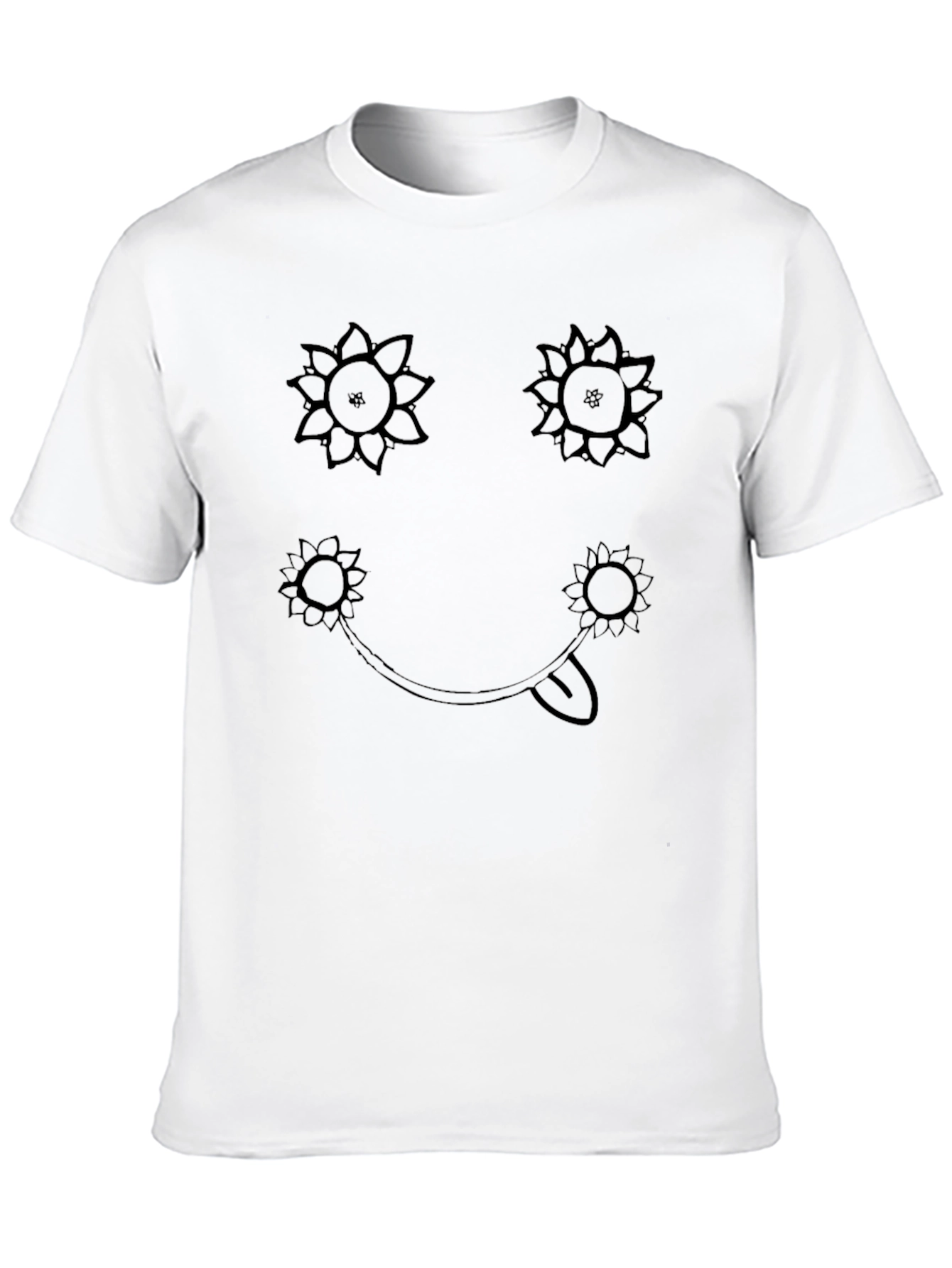 Sunflower Smiley Face Graphic Tee - Black