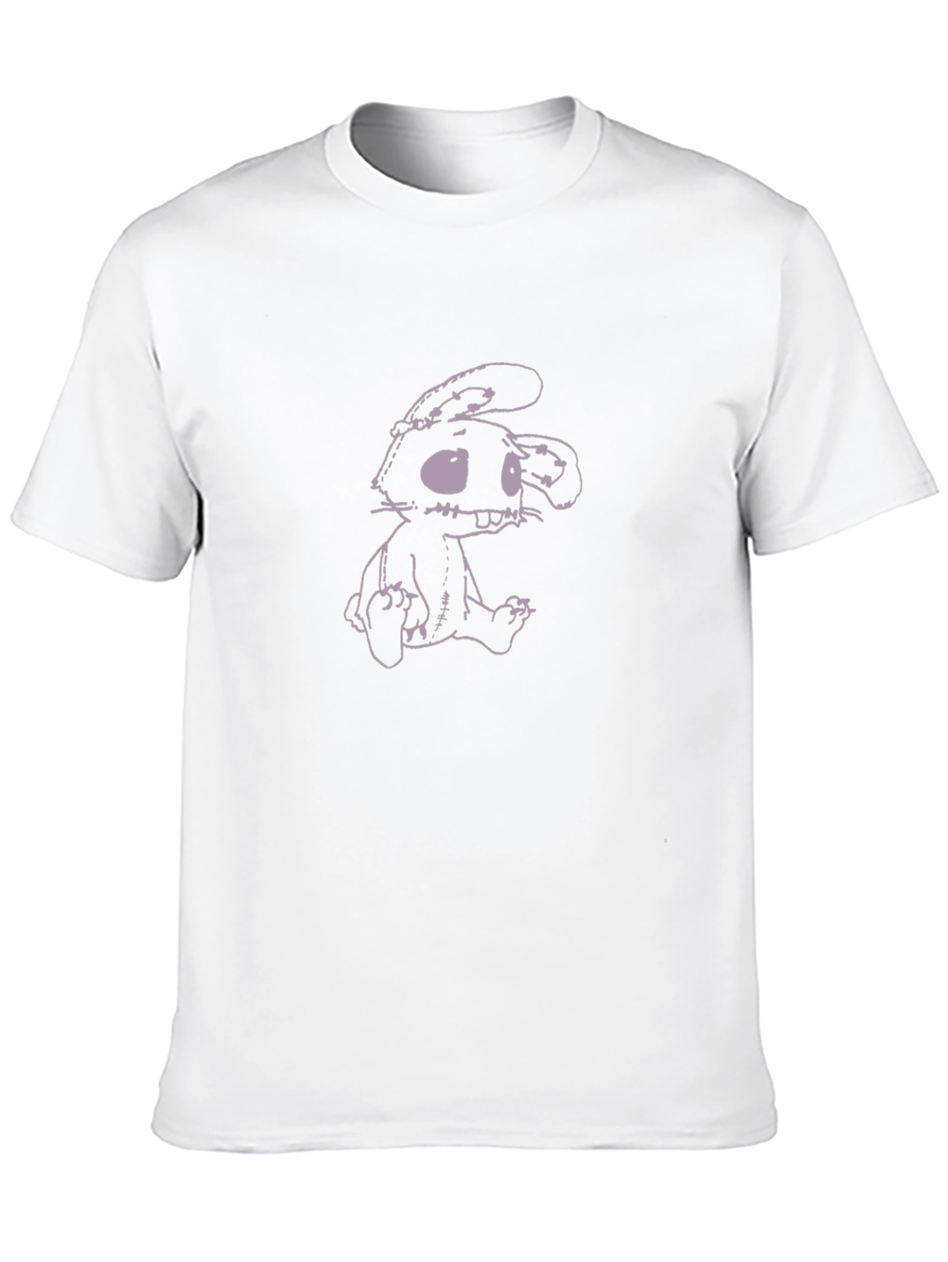 Mens Black T-Shirt with Cartoon Bunny Graphic