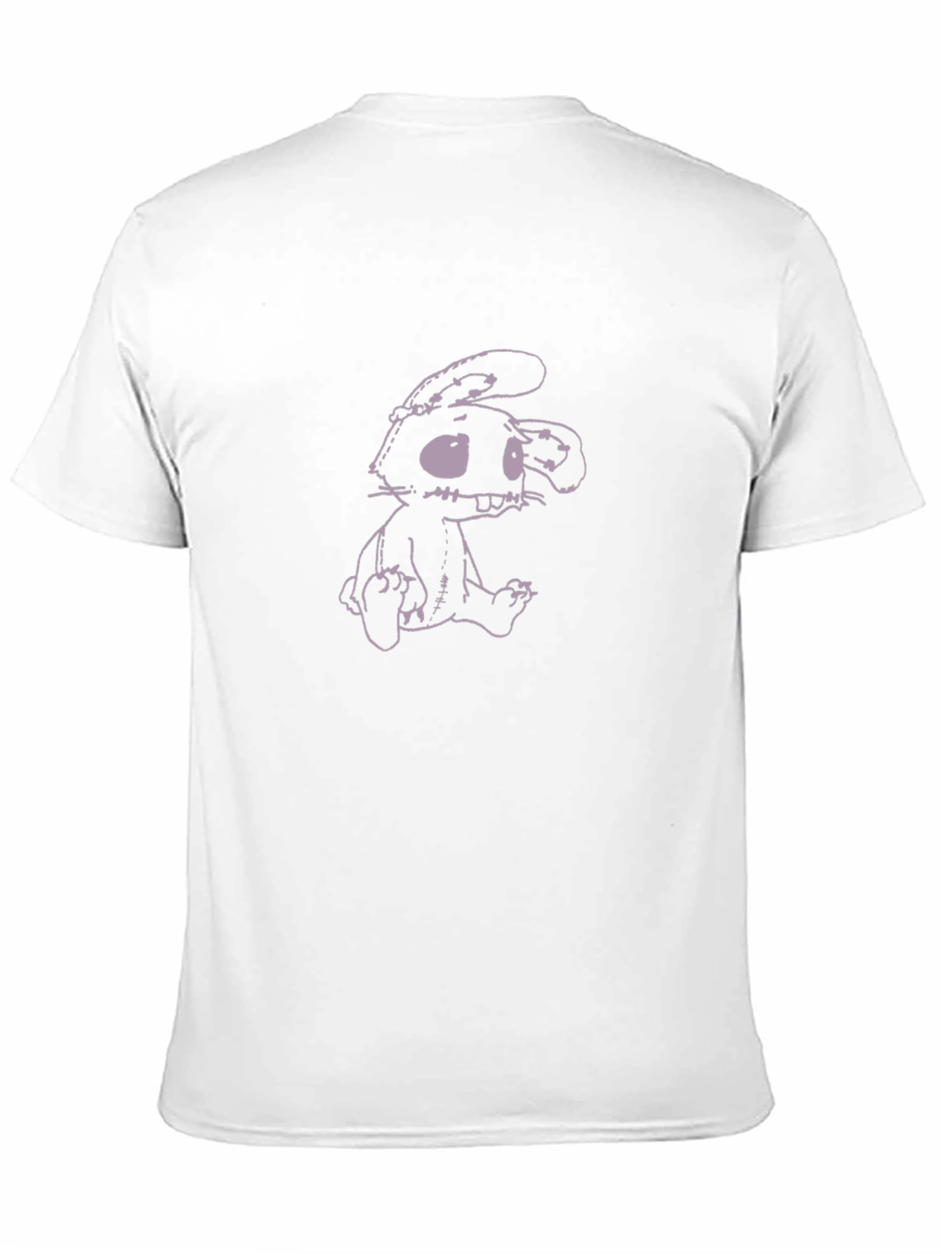 Mens Black T-Shirt with Cartoon Bunny Graphic