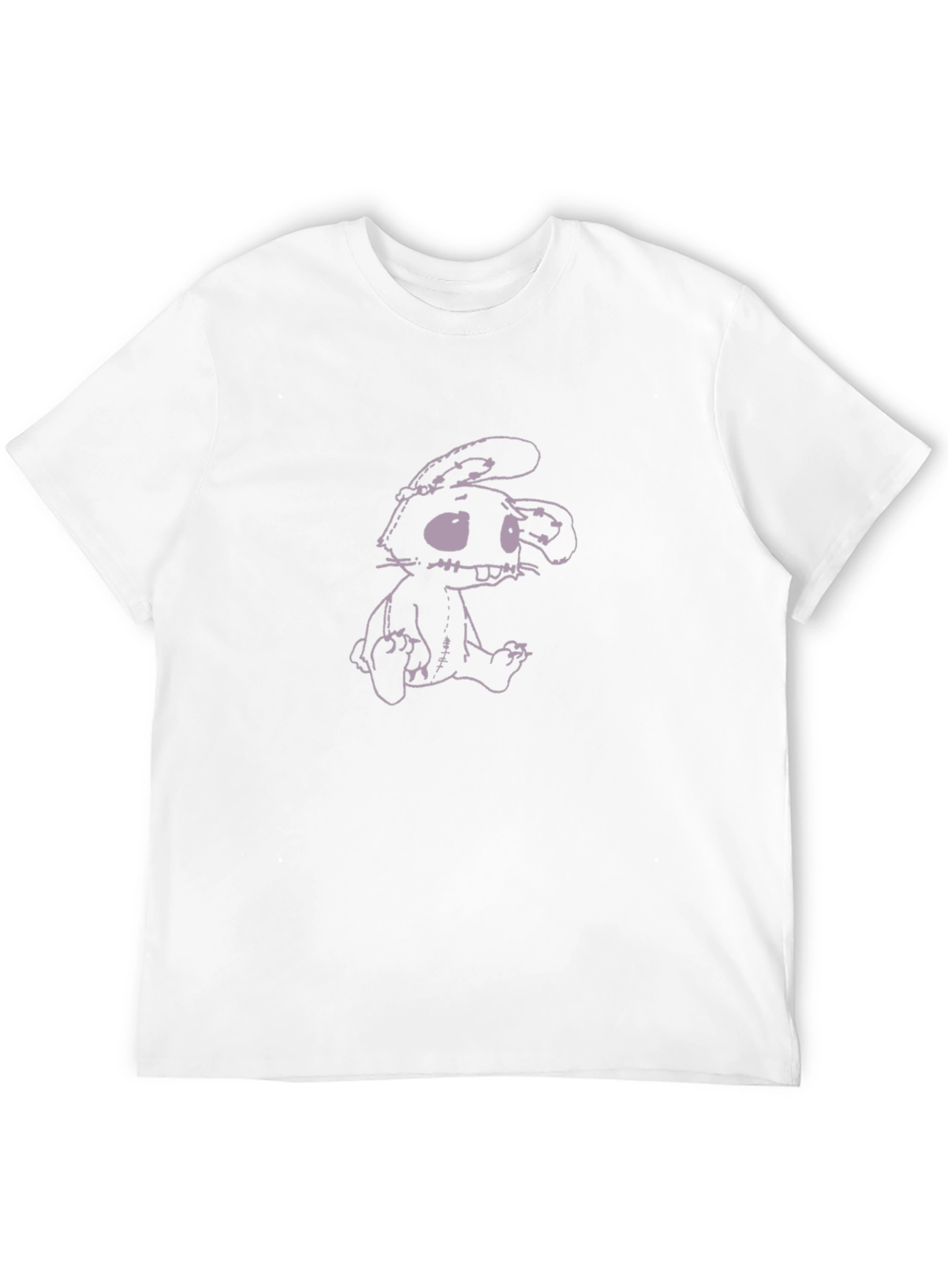 Mens Black T-Shirt with Cartoon Bunny Graphic