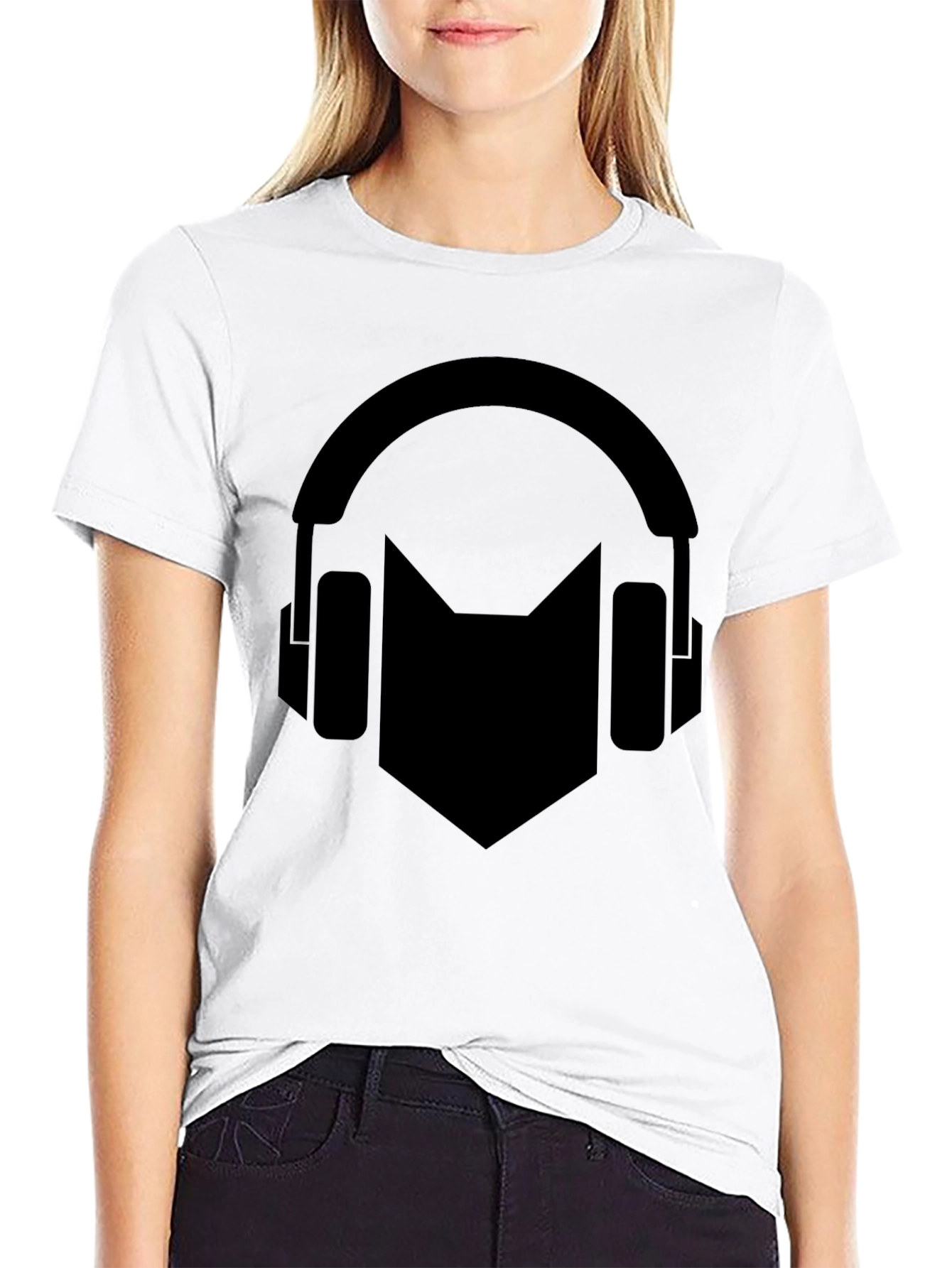 Headphone Cat Graphic T-Shirt