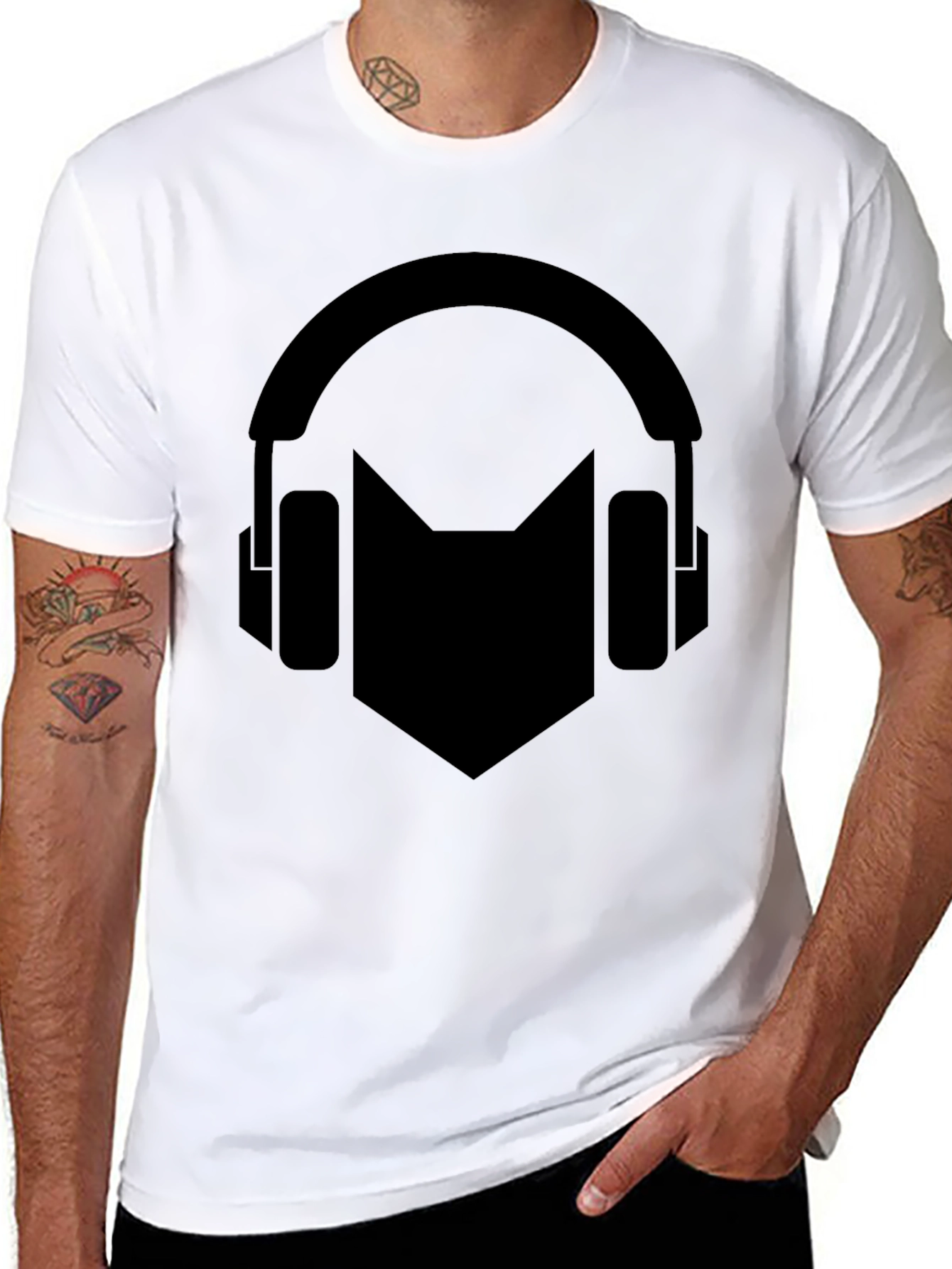 Headphone Cat Graphic T-Shirt