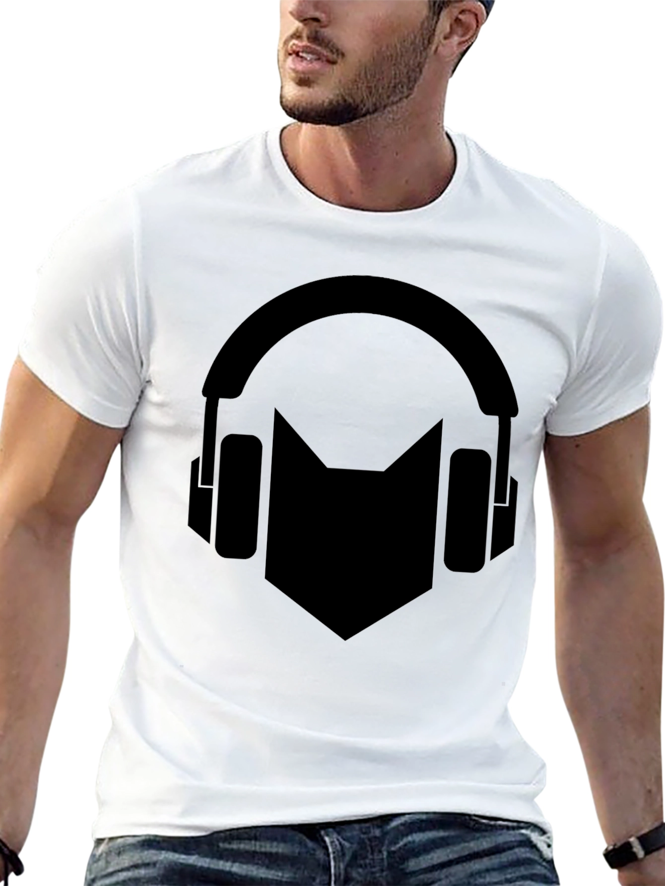 Headphone Cat Graphic T-Shirt