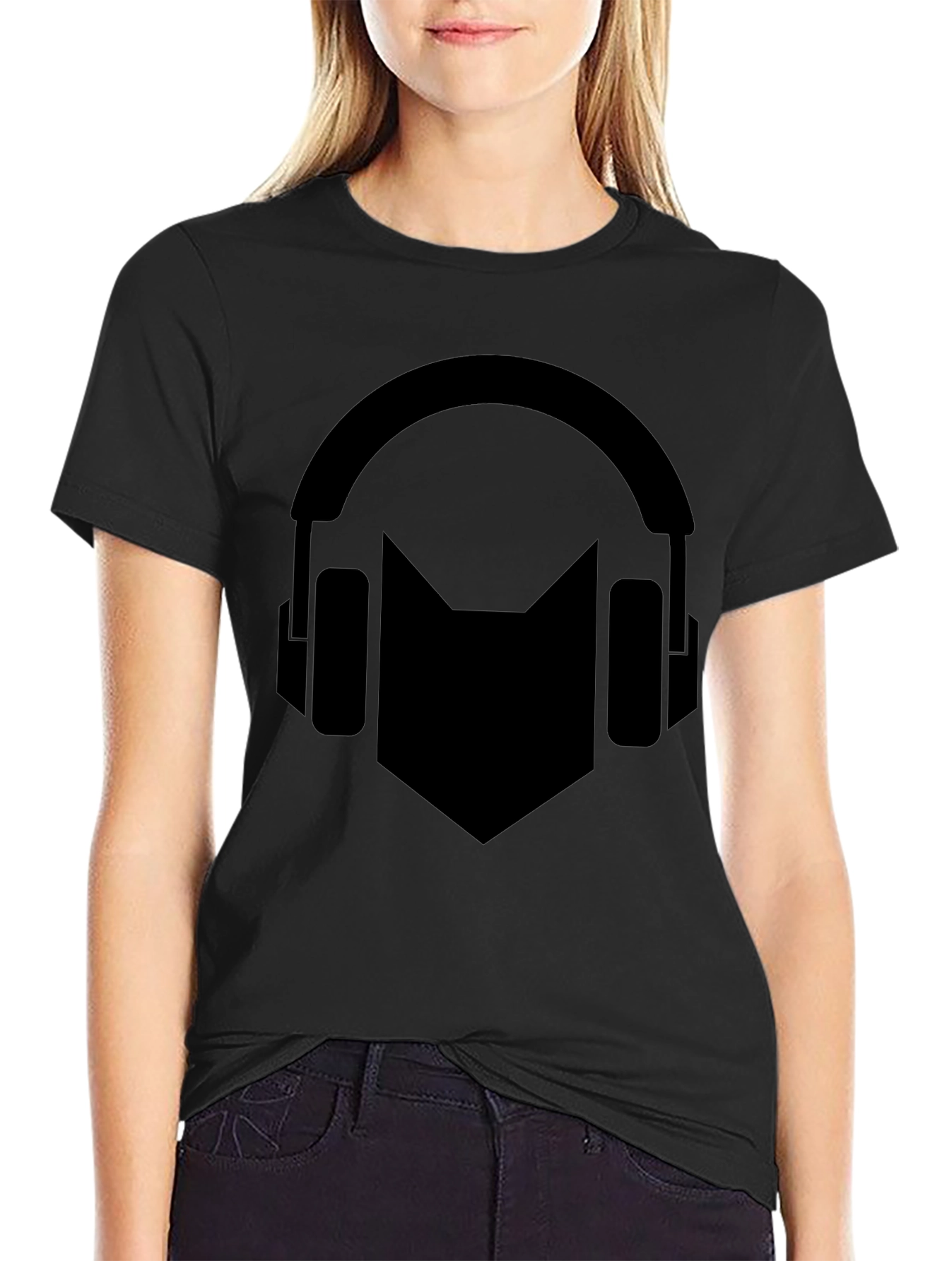 Headphone Cat Graphic T-Shirt