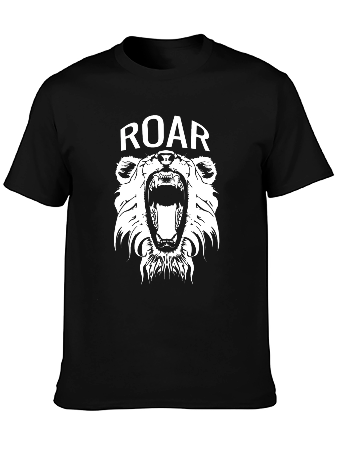 Roar Bear Graphic Tee - Black Cotton T-Shirt