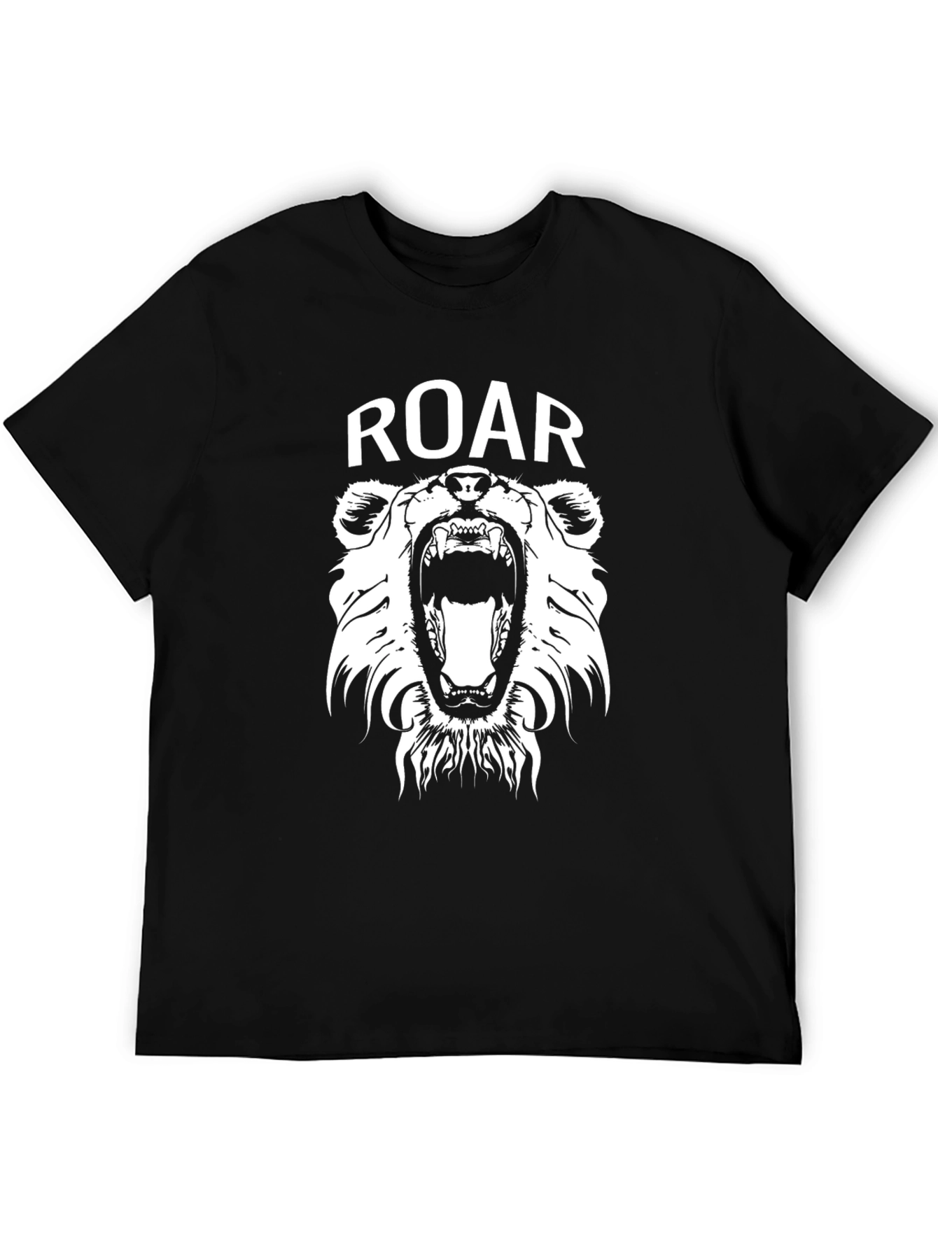 Roar Bear Graphic Tee - Black Cotton T-Shirt