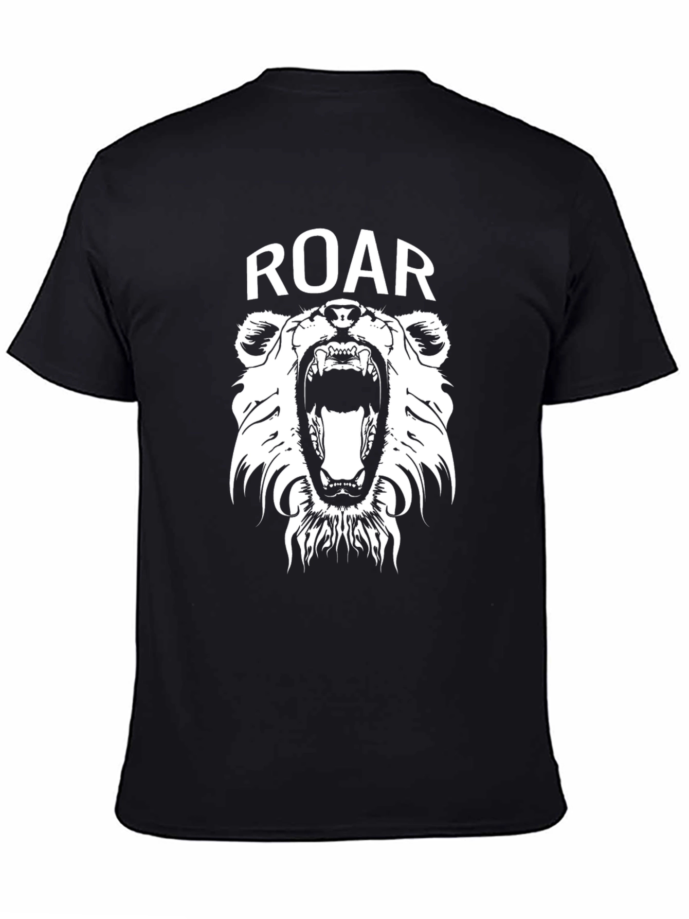 Roar Bear Graphic Tee - Black Cotton T-Shirt