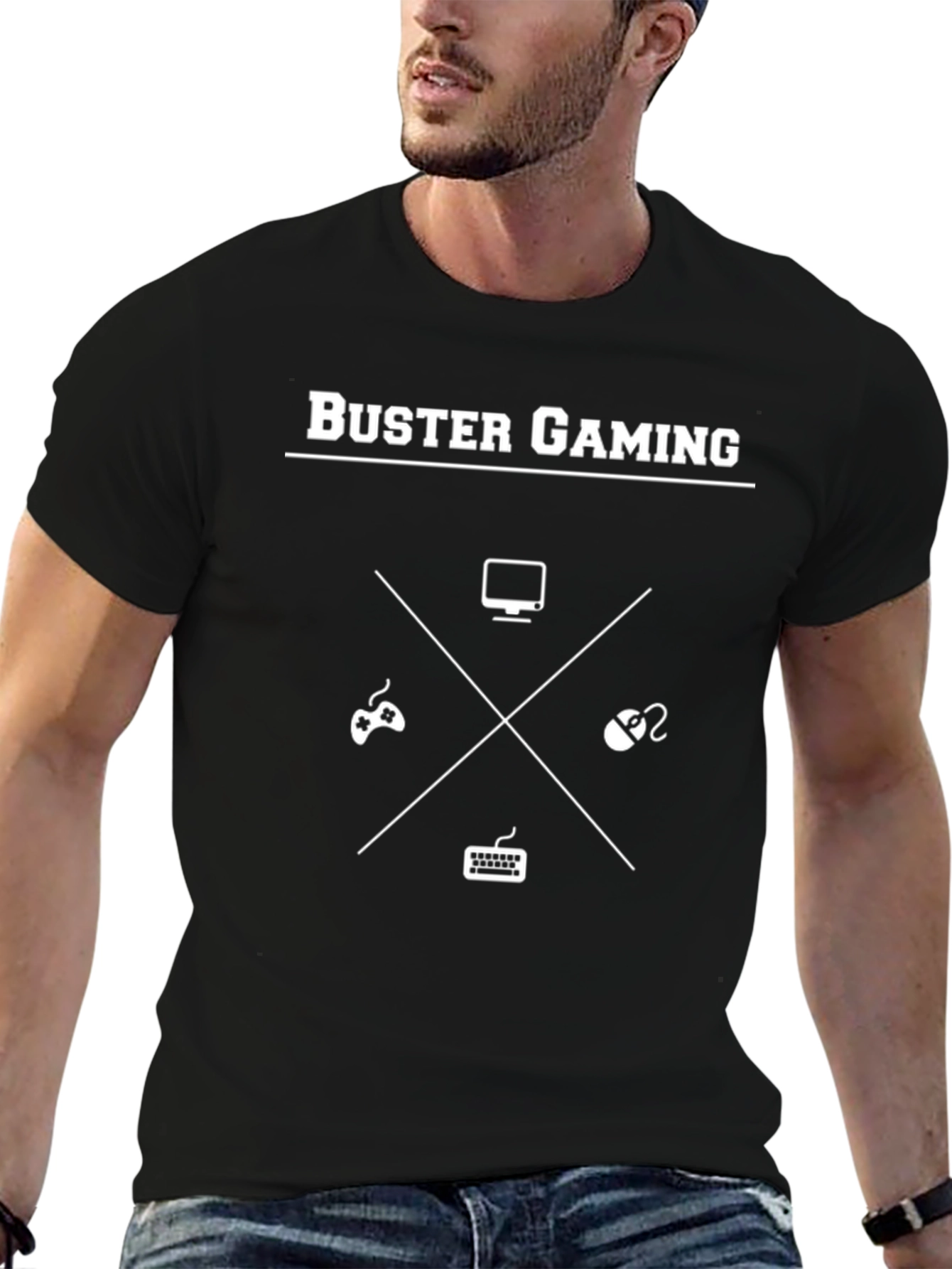 Buster Gaming Black Graphic Tee - Gamer Style