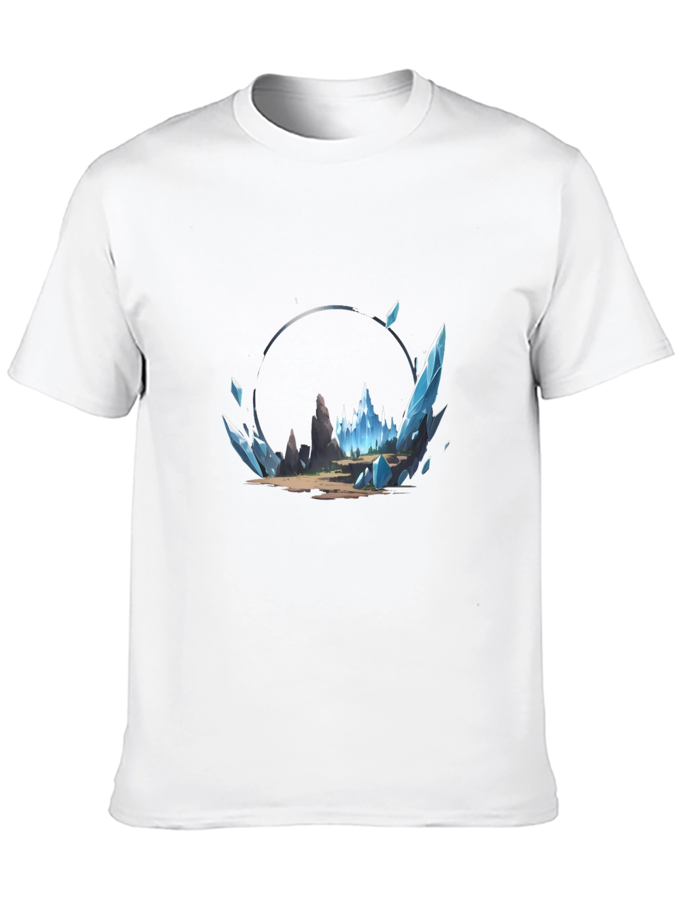 Mystical Ice Landscape Black Graphic Tee