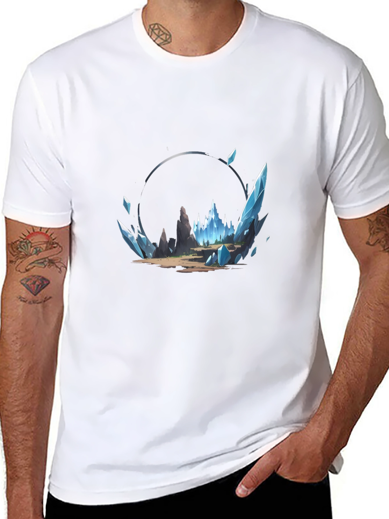 Mystical Ice Landscape Black Graphic Tee