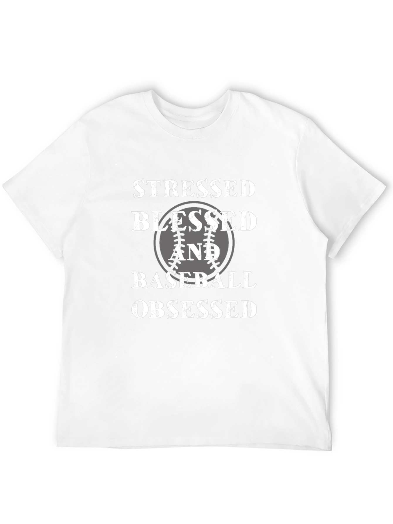 Stressed Blessed Baseball Obsessed Black T-Shirt