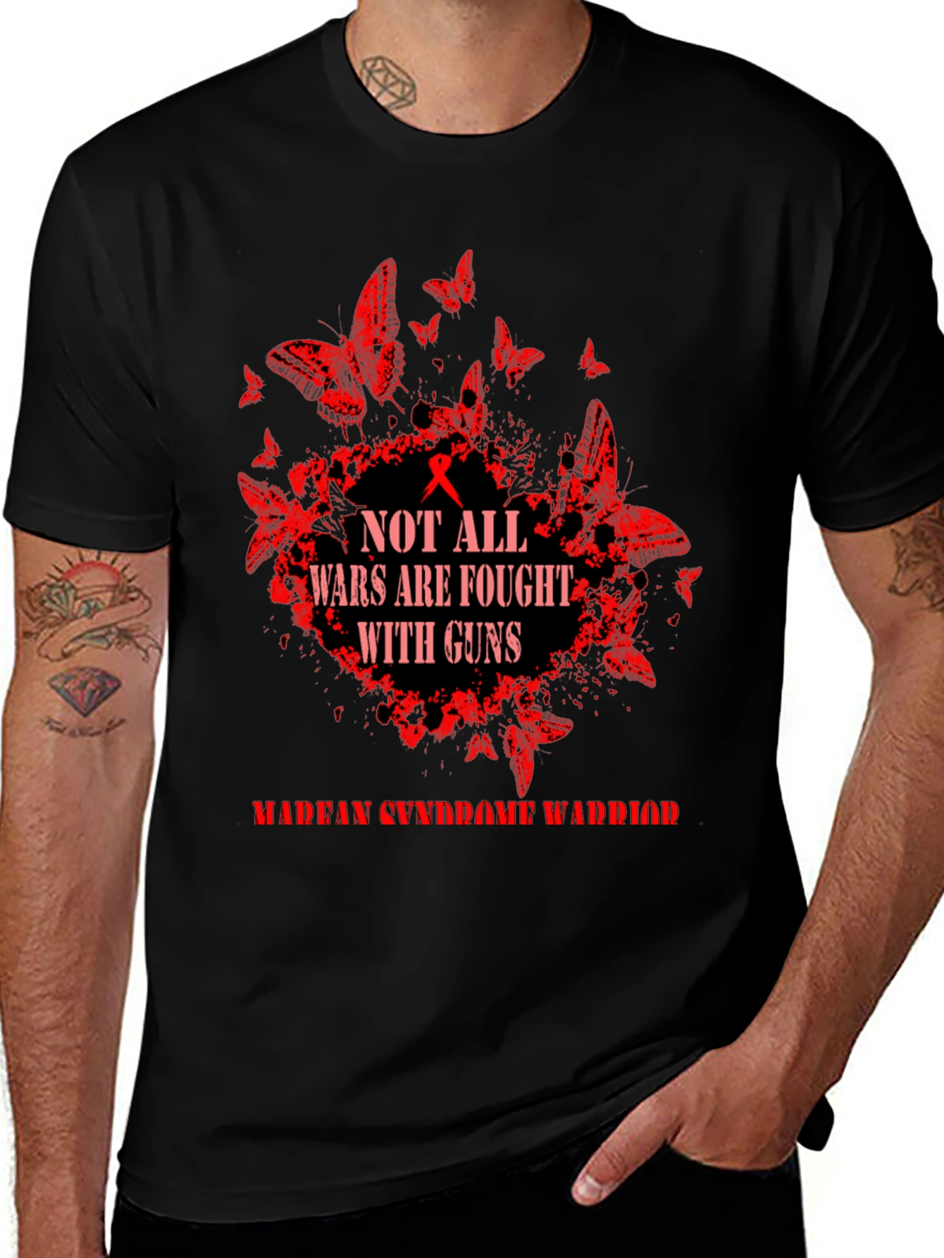 Marfan Syndrome Warrior Tee: Butterfly Guns Awareness