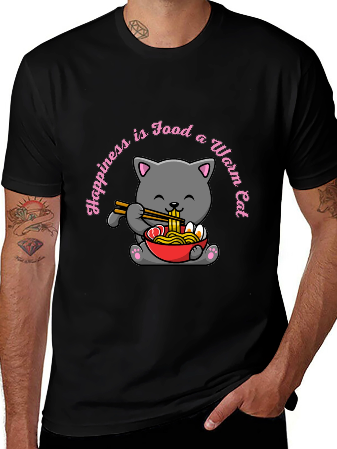 Cute Cat Ramen T-Shirt - Foodie Comfort
