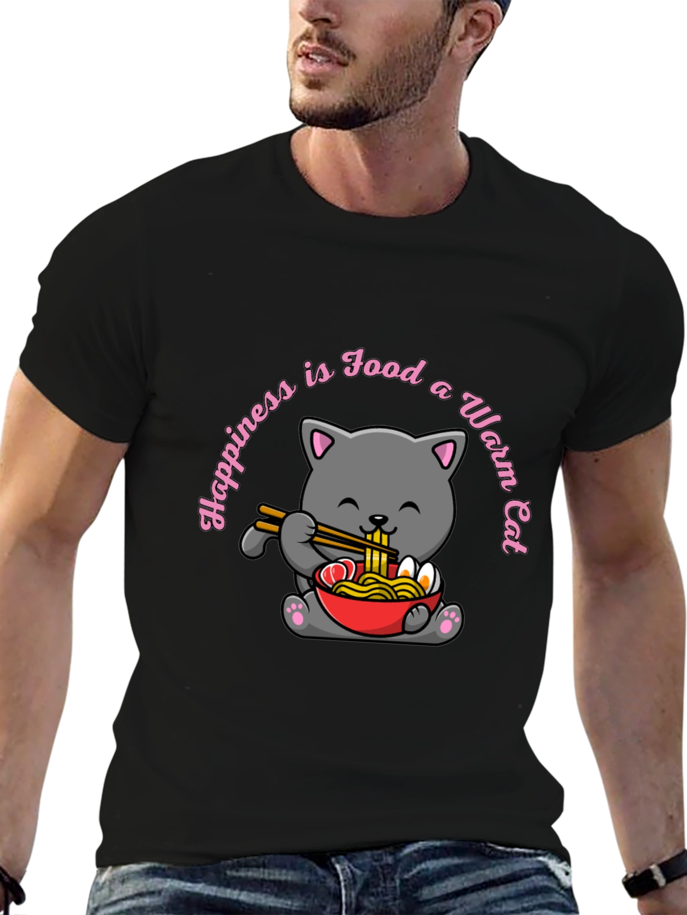 Cute Cat Ramen T-Shirt - Foodie Comfort
