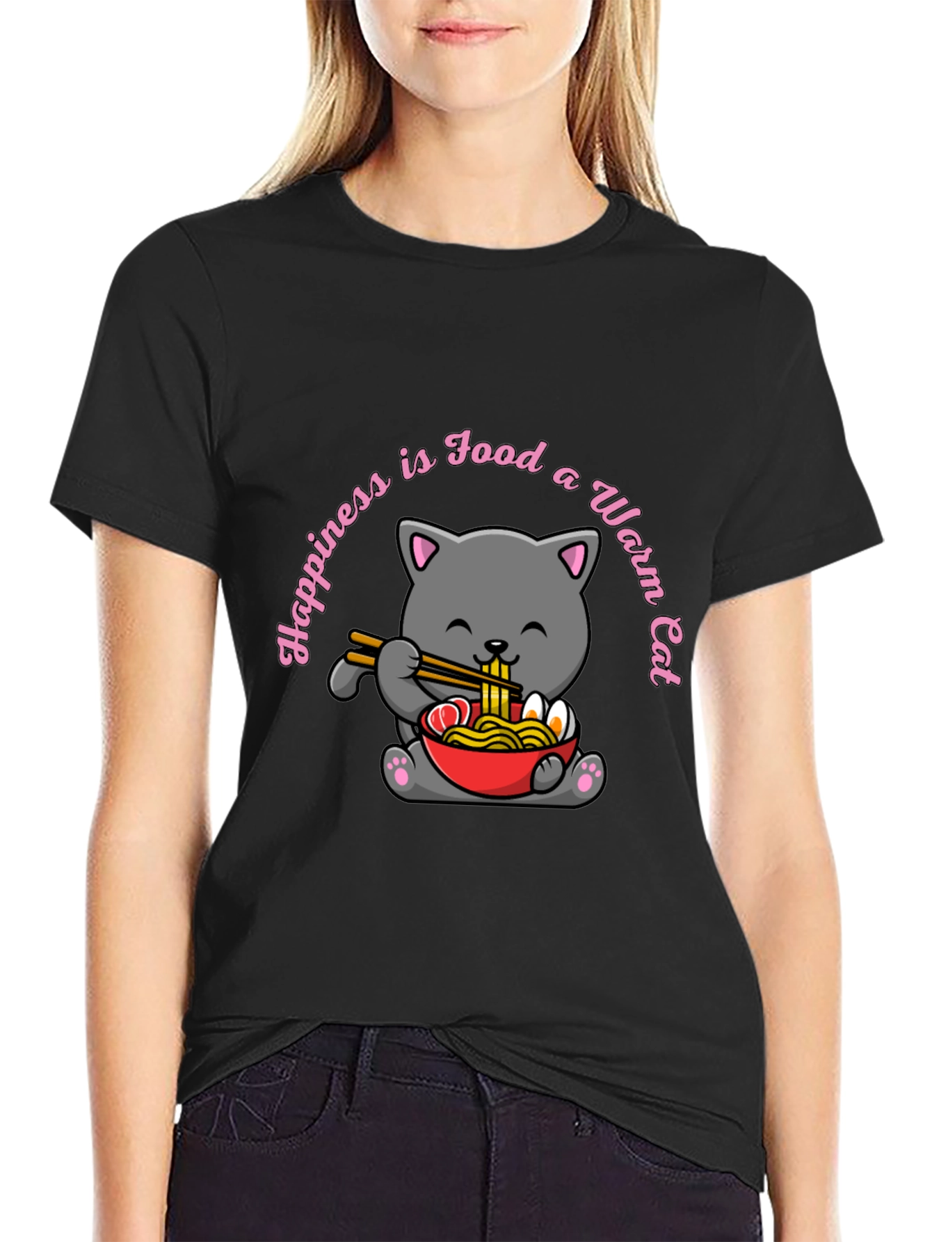 Cute Cat Ramen T-Shirt - Foodie Comfort
